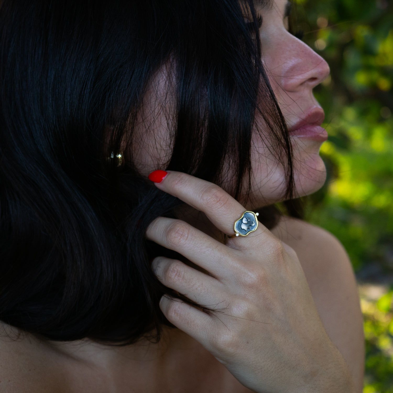 Lucky Elephant Sterling Silver Adjustable Signet Ring
