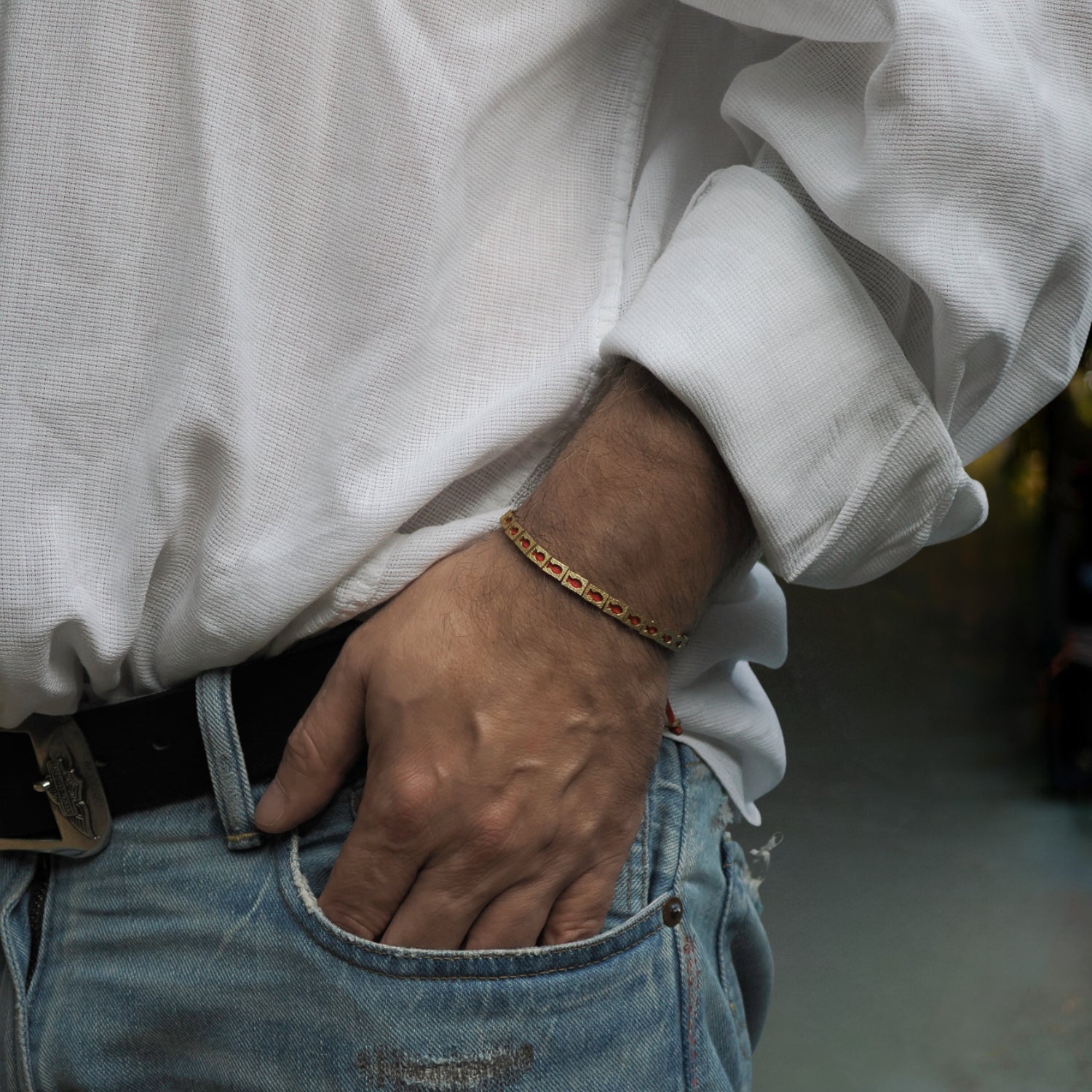 Adjustable Red Jewelry Rope Bracelet with Gold Fish Charms Symbolizing Prosperity