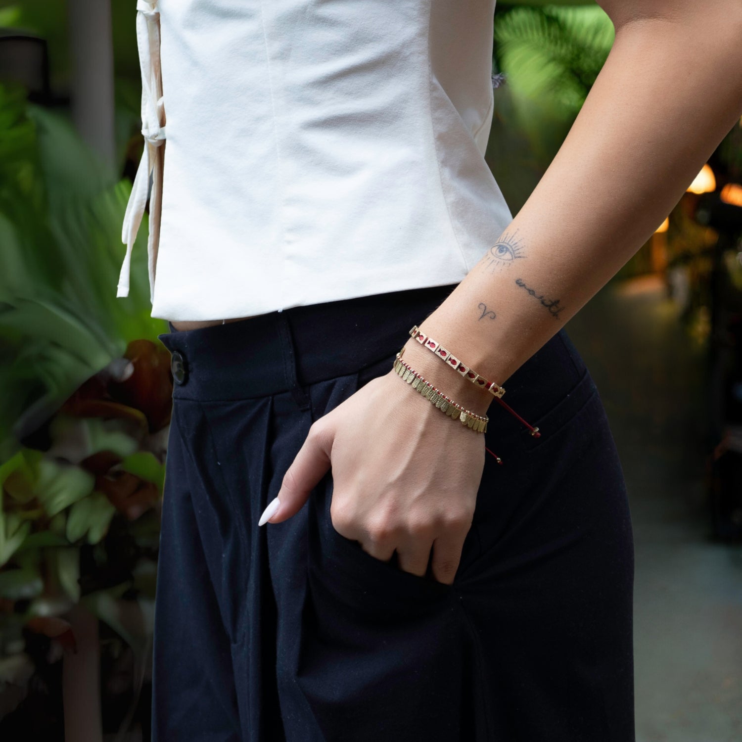 Lucky Fish Bracelet with Adjustable Red Jewelry Rope and Gold Charms for Abundance