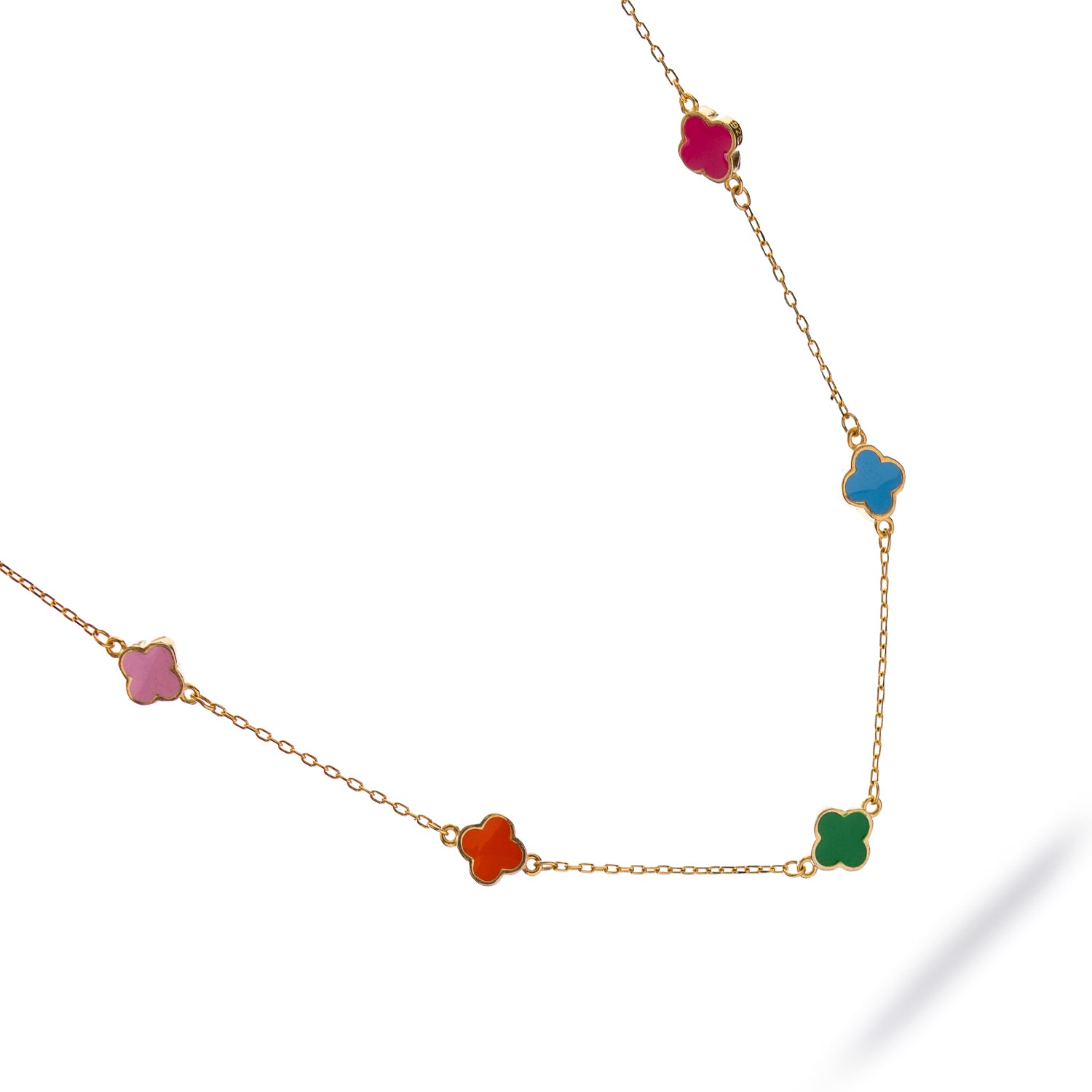 Lucky Vibes Rainbow Clover Enamel Necklace