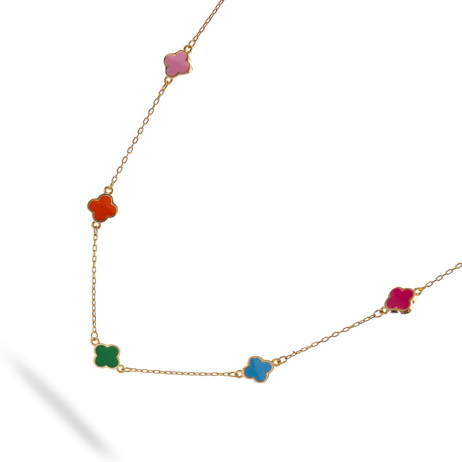 Lucky Vibes Rainbow Clover Enamel Necklace
