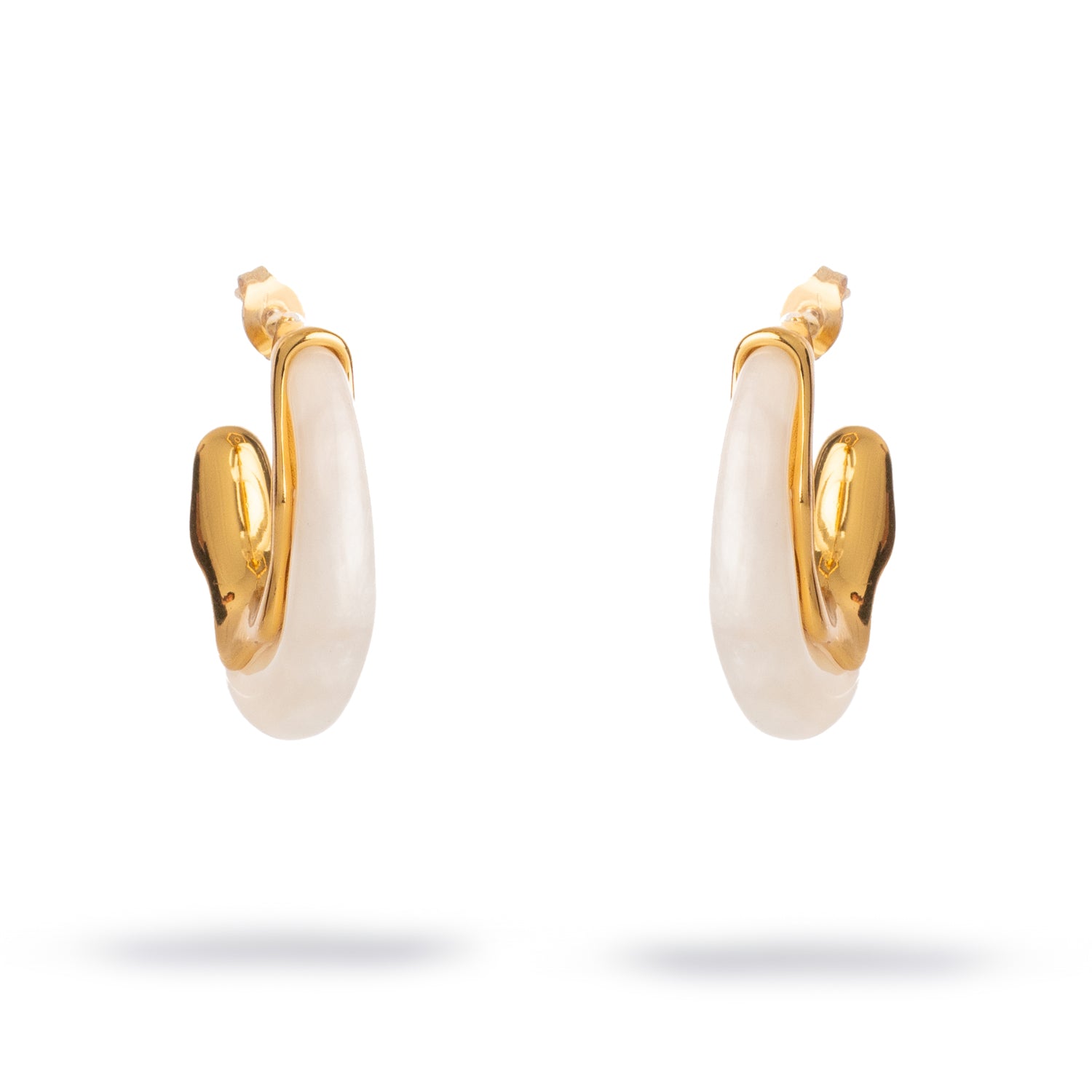 Luminous Wave Resin & Gold Hoop Earrings