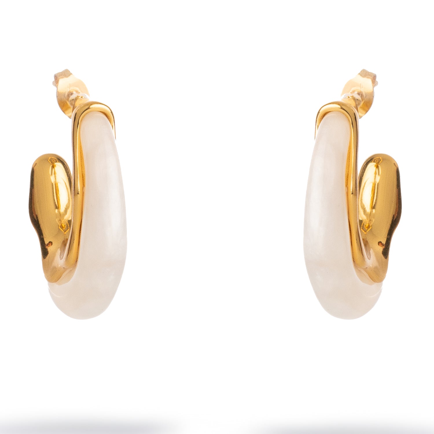 Luminous Wave Resin & Gold Hoop Earrings
