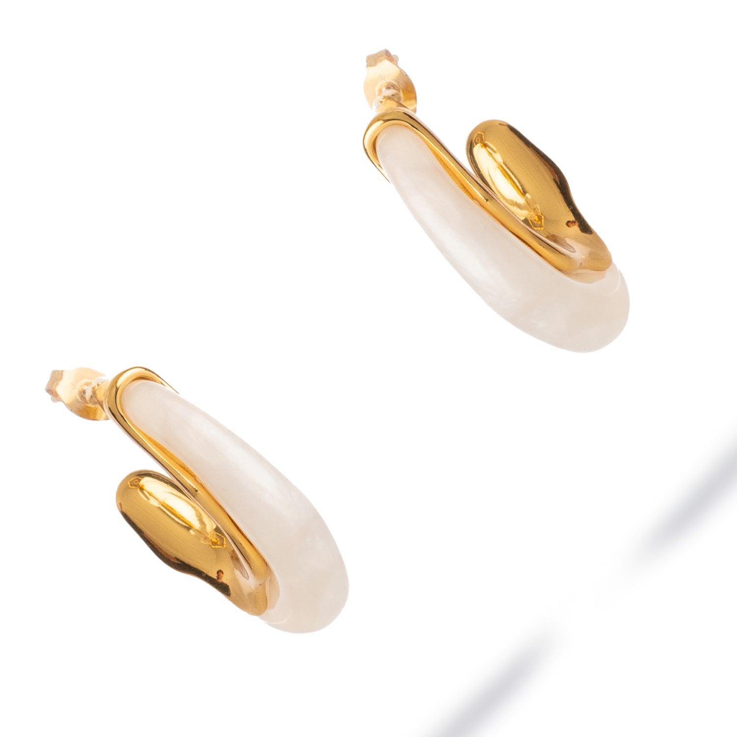 Luminous Wave Resin & Gold Hoop Earrings