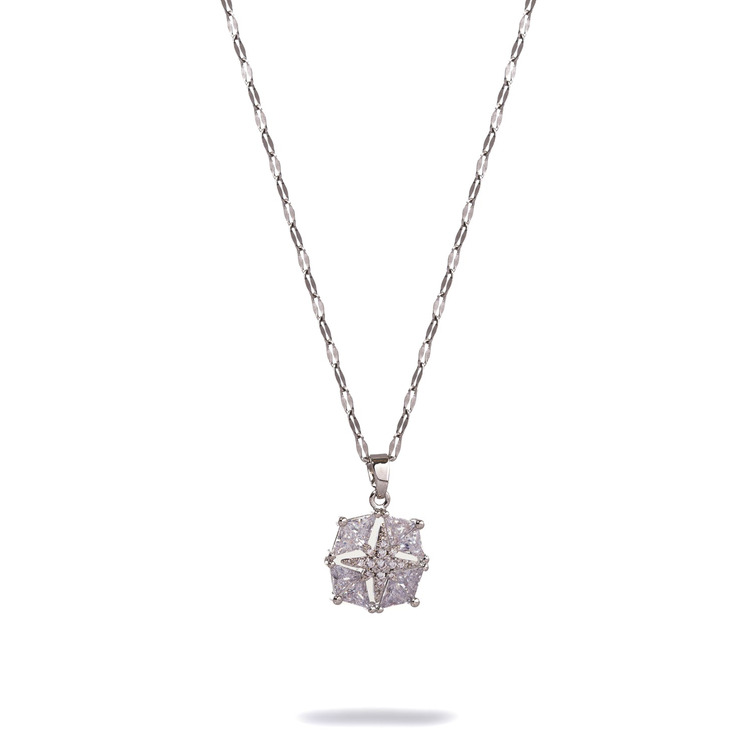 Stainless Steel Necklace with Gold Finish and Sparkling Diamonds for a Symbol of Guidance and Positivity