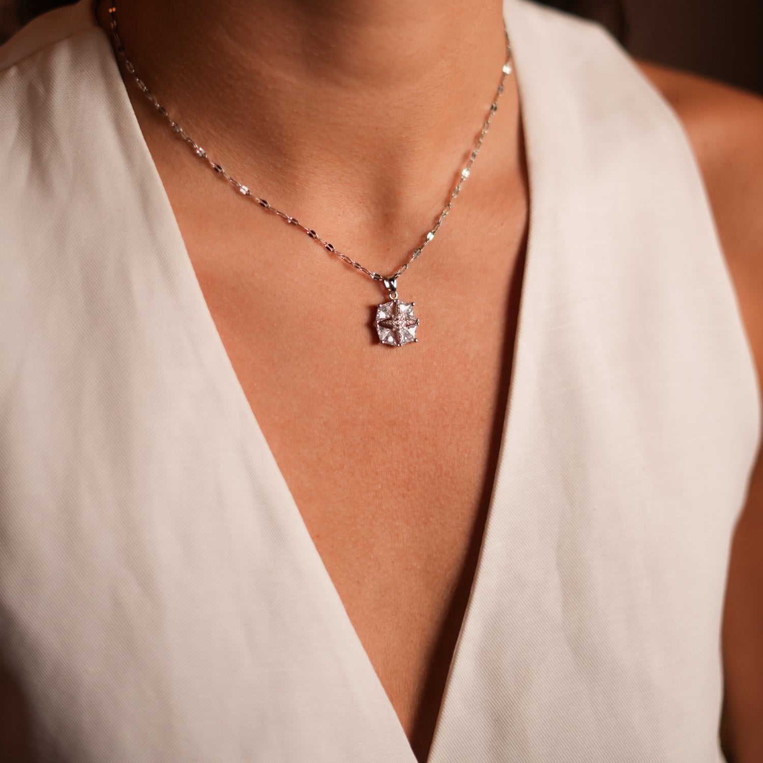 Gold-Finished Necklace with Sparkling CZ Diamonds and Guiding Star for Hope and Sophistication
