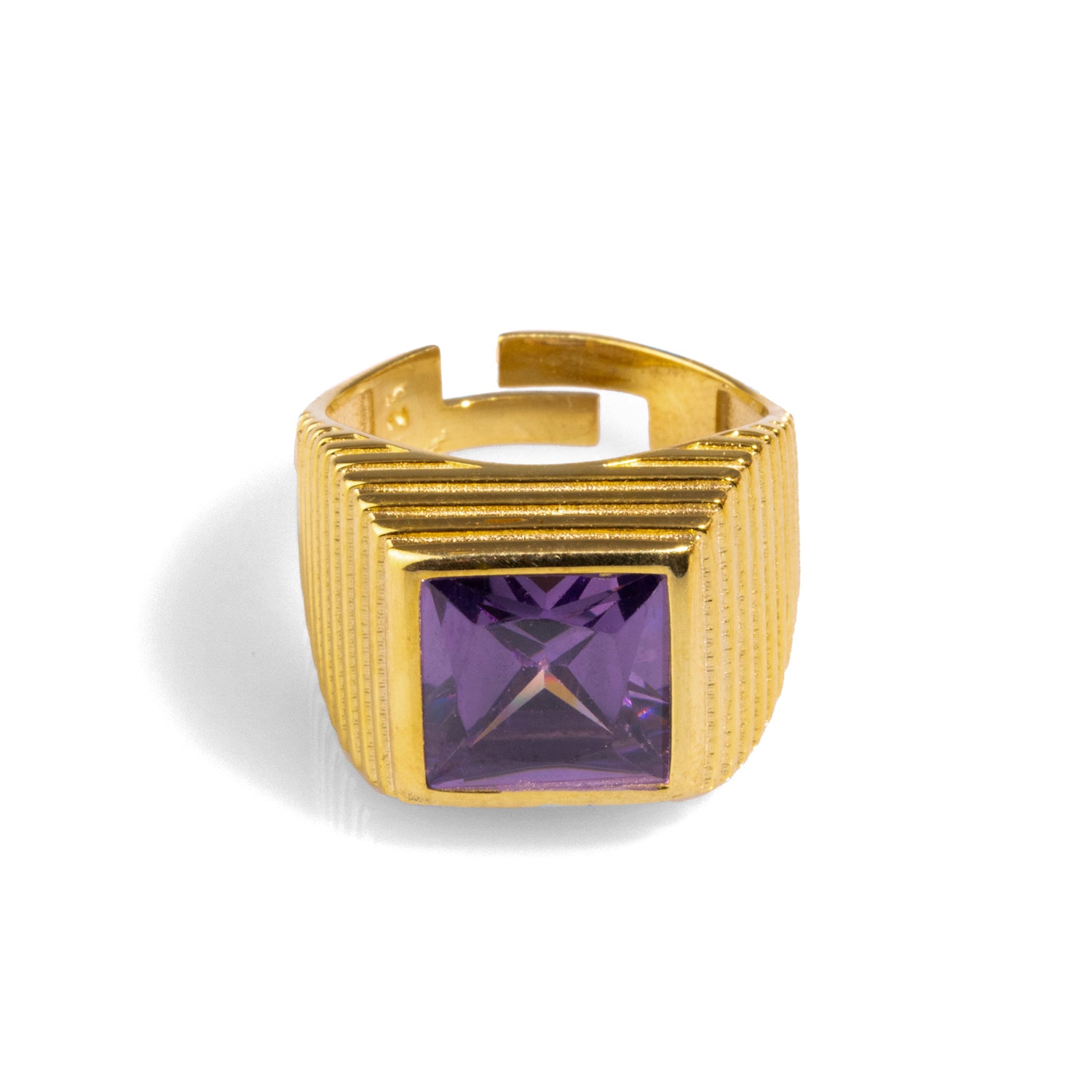 Majestic Amethyst & Gold Vermeil Chunky Signet Ring for Bold Fashion and Healing Energy