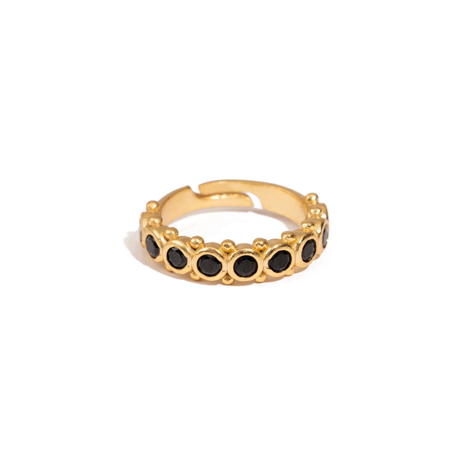 Majestic Black Onyx Adjustable Gold Statement Ring