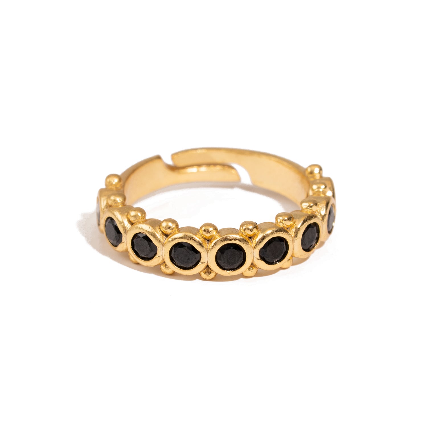 Majestic Black Onyx Adjustable Gold Statement Ring