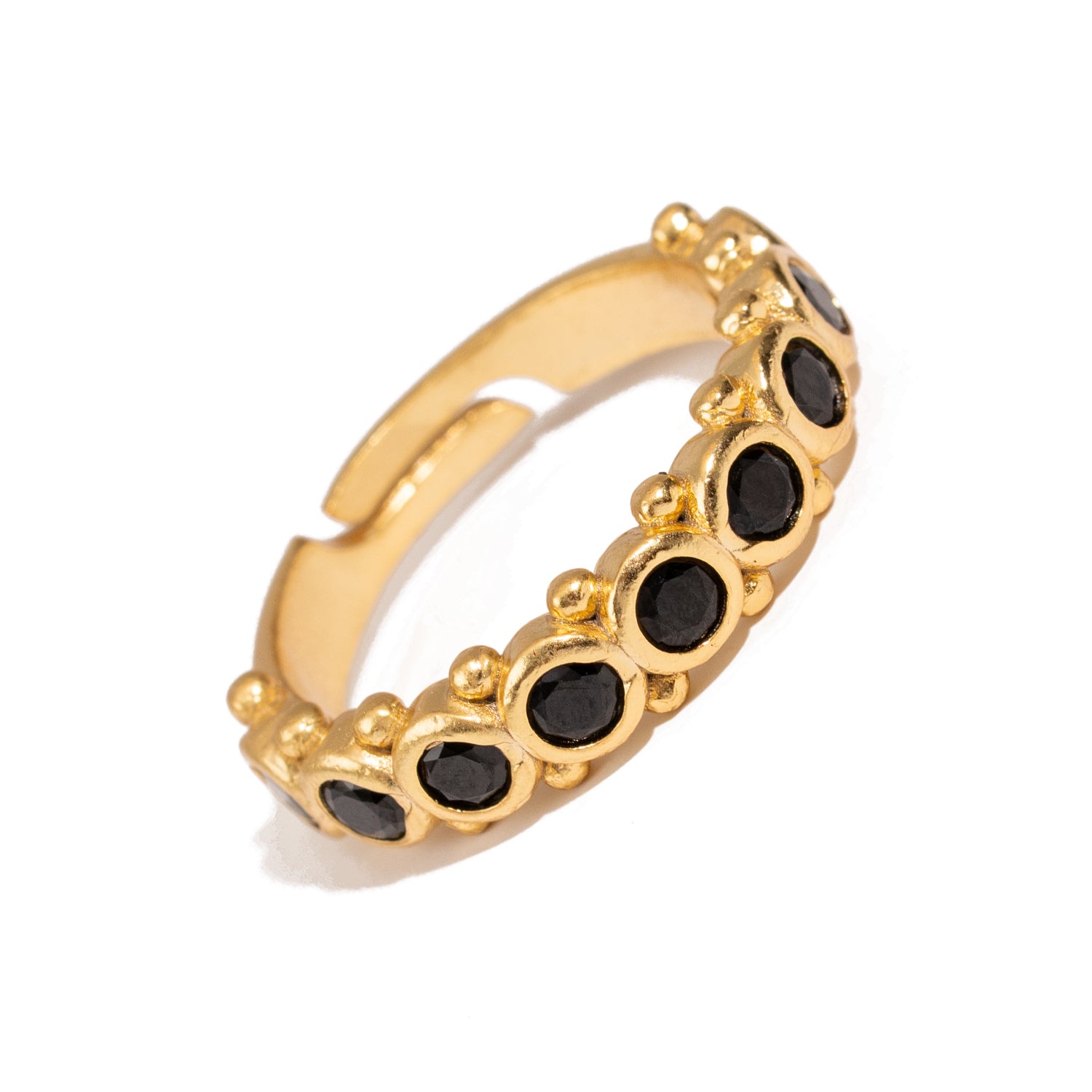 Majestic Black Onyx Adjustable Gold Statement Ring