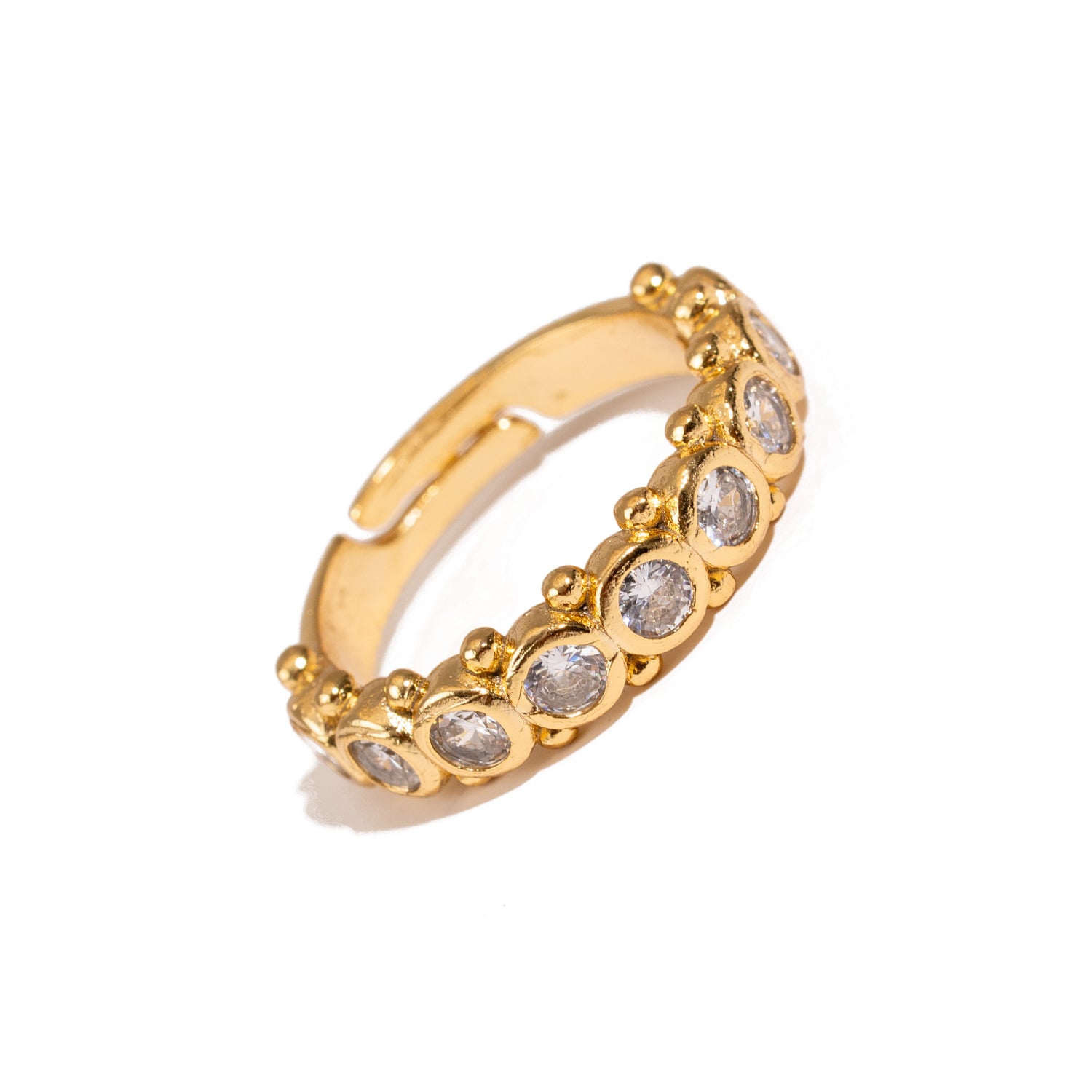 Majestic CZ Diamond Adjustable Gold Statement Ring