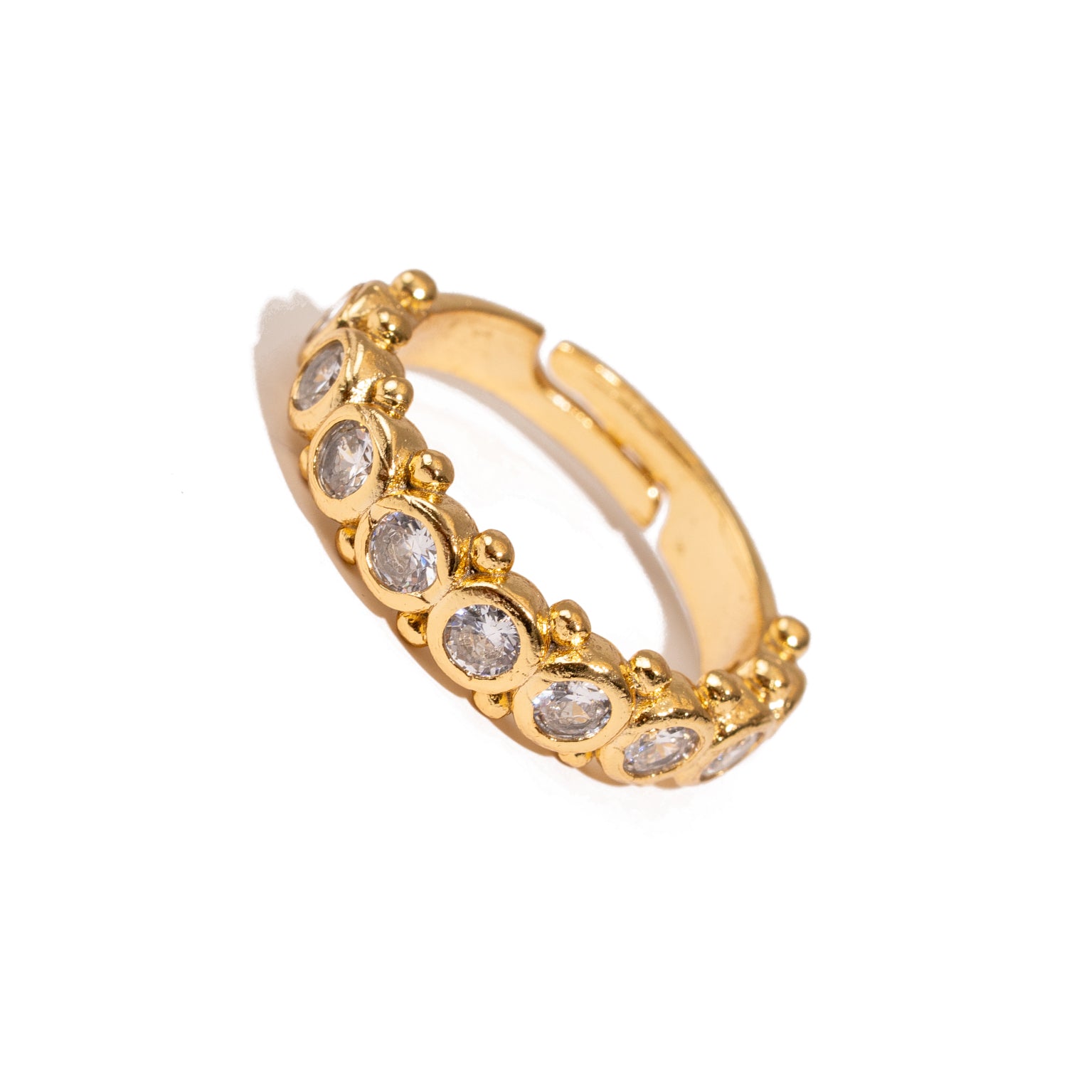Majestic CZ Diamond Adjustable Gold Statement Ring