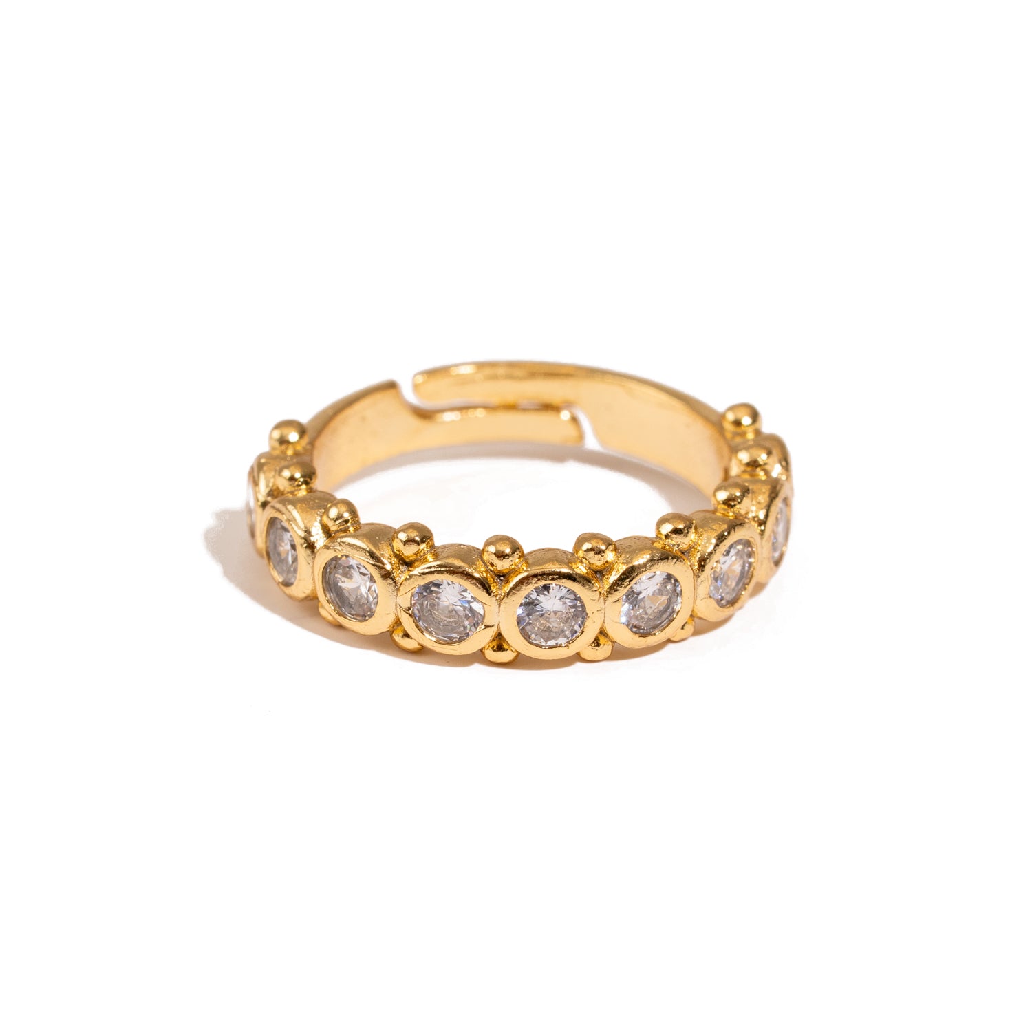 Majestic CZ Diamond Adjustable Gold Statement Ring