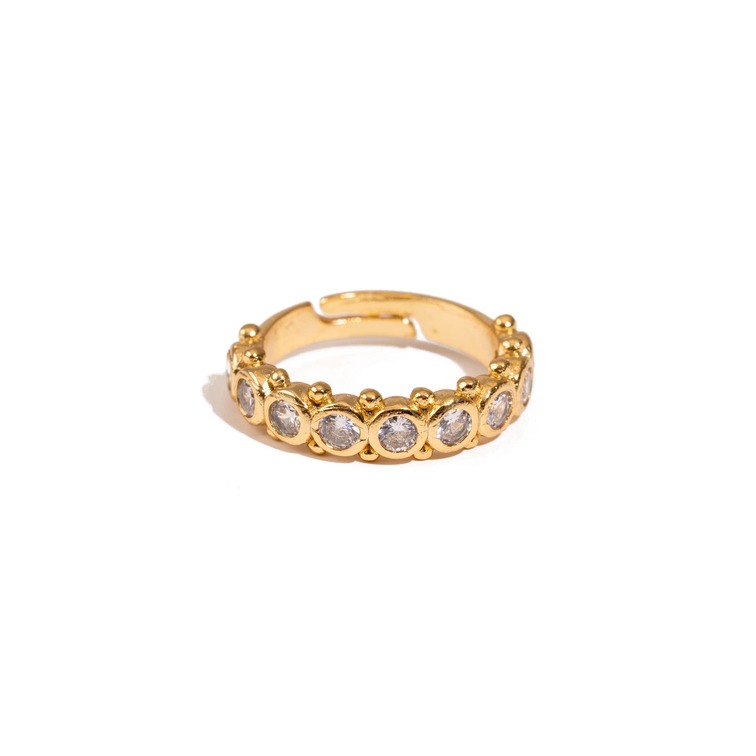Majestic CZ Diamond Adjustable Gold Statement Ring