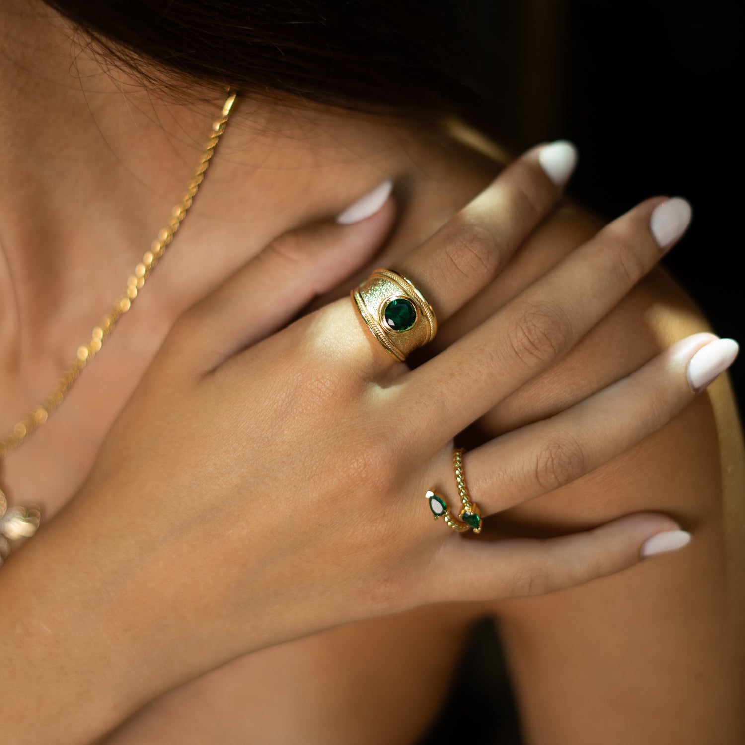 Majestic Emerald Gold Statement Ring