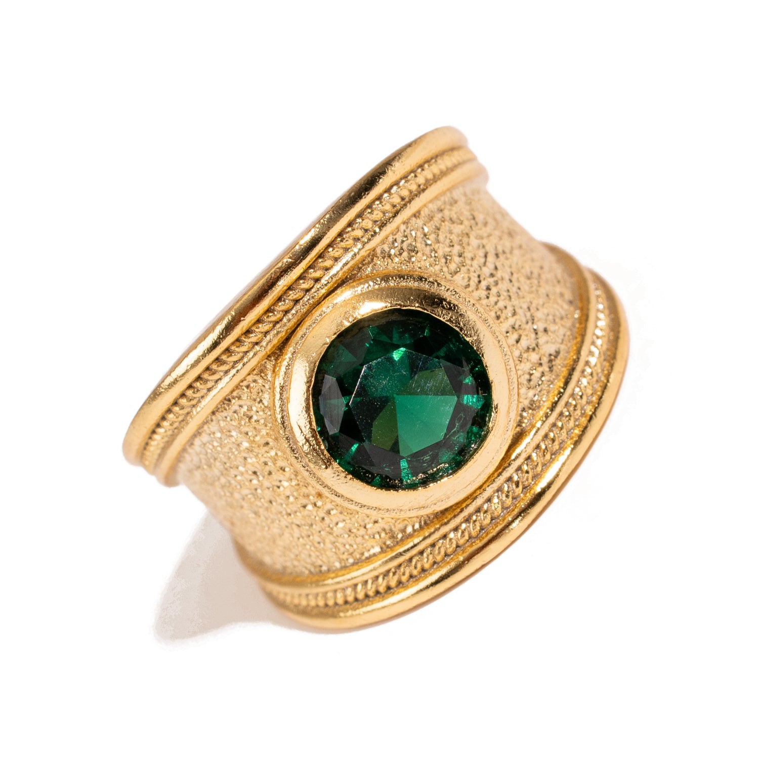 Majestic Emerald Gold Statement Ring