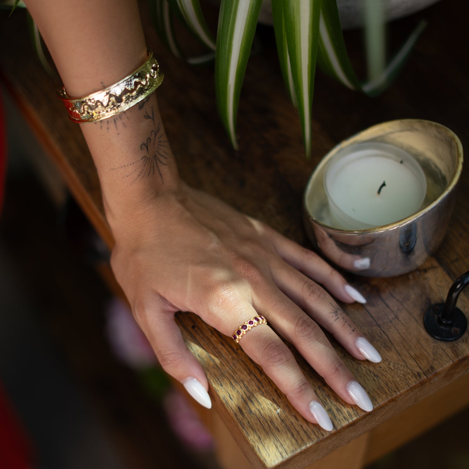 Majestic Ruby Adjustable Gold Statement Ring