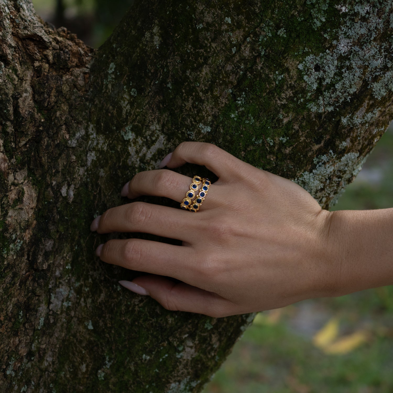Majestic Sapphire Adjustable Gold Statement Ring