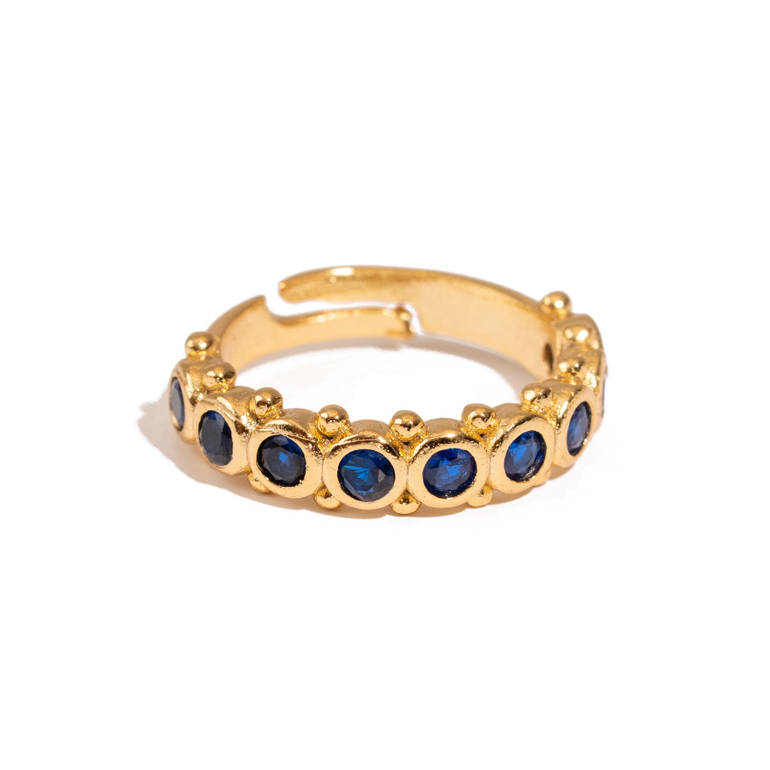 Majestic Sapphire Adjustable Gold Statement Ring