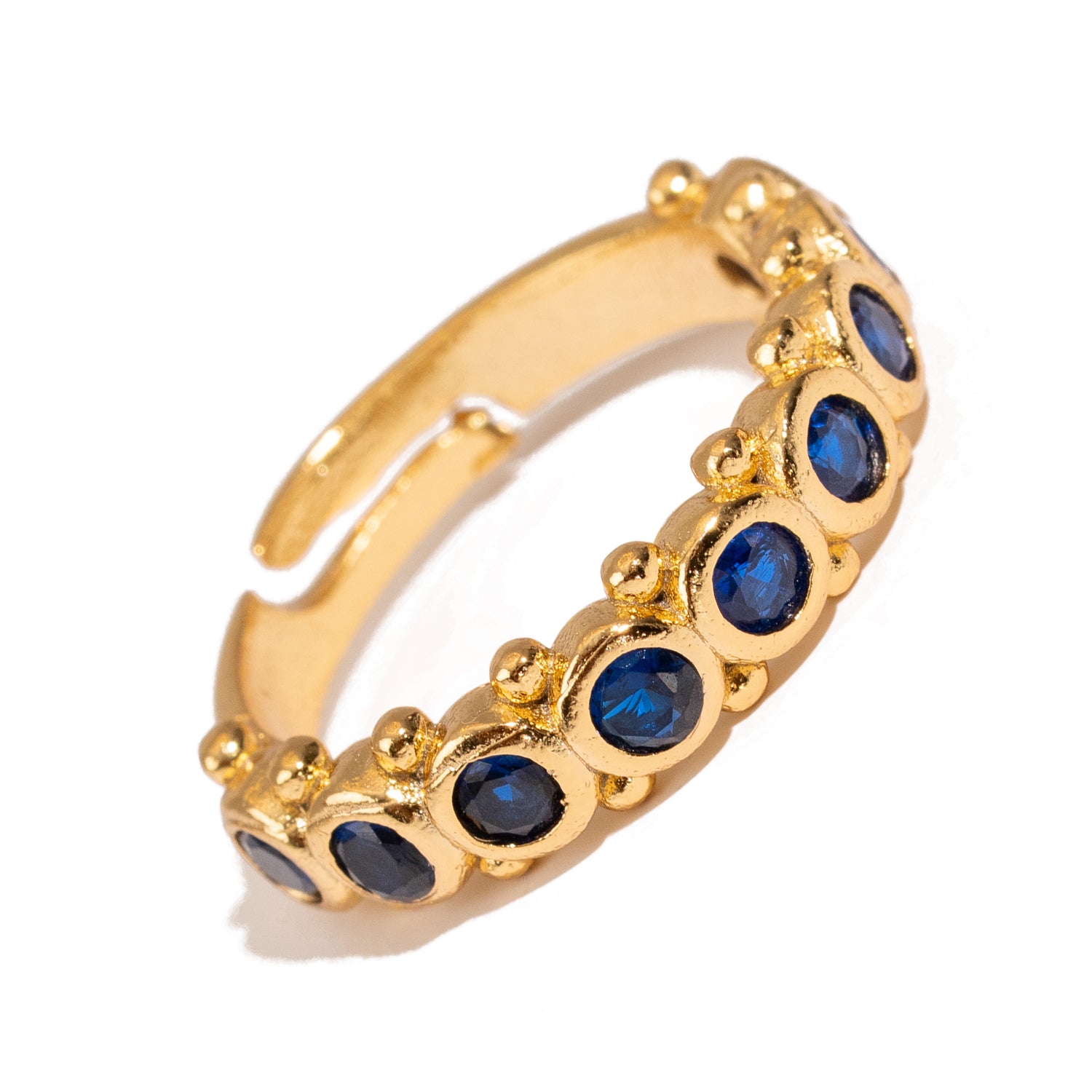 Majestic Sapphire Adjustable Gold Statement Ring