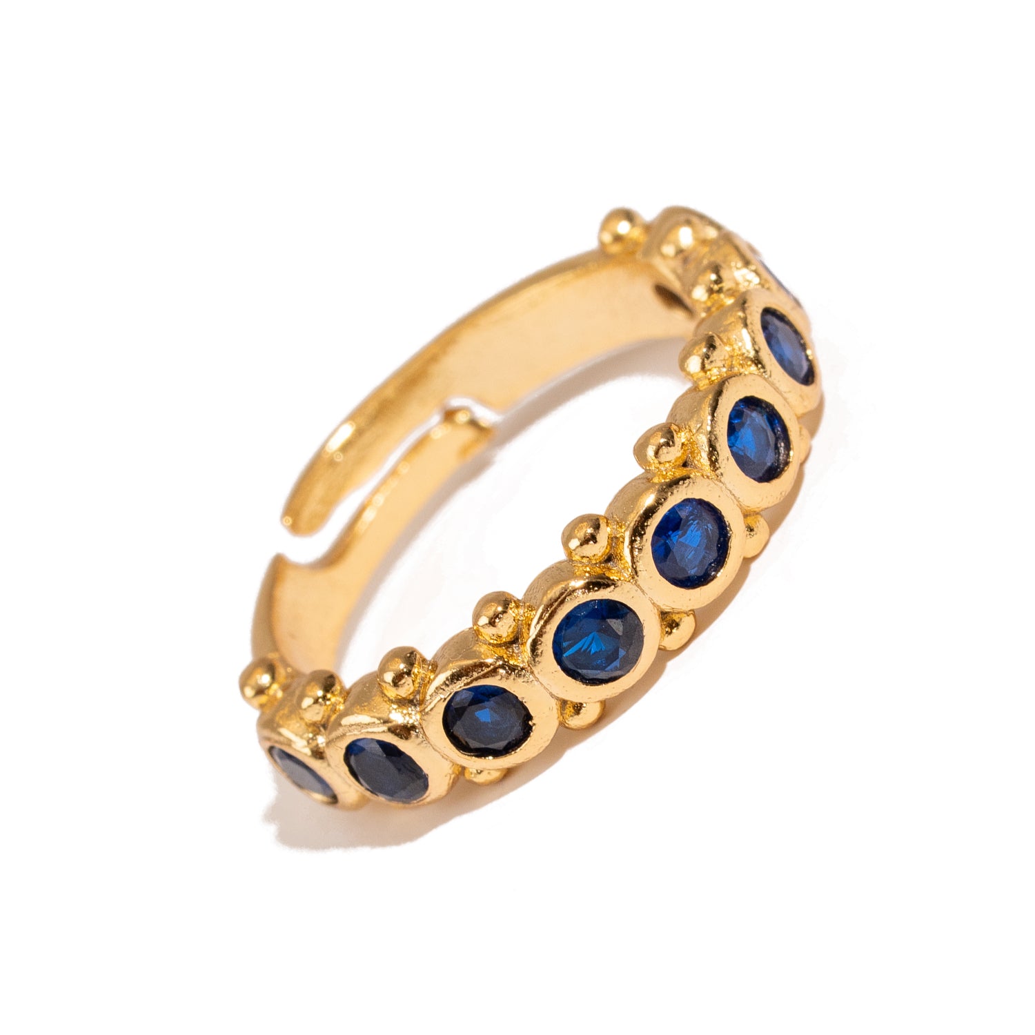 Majestic Sapphire Adjustable Gold Statement Ring