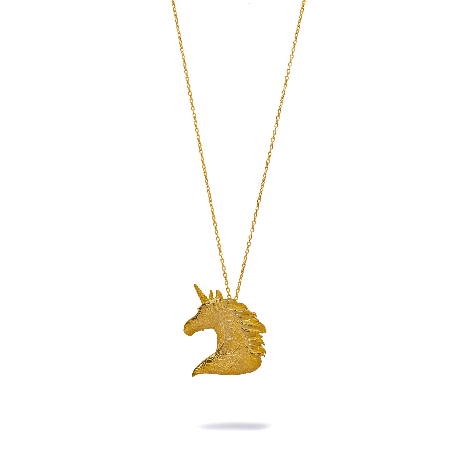Gold-Plated Unicorn Pendant Necklace on Sterling Silver for a Magical Touch of Elegance