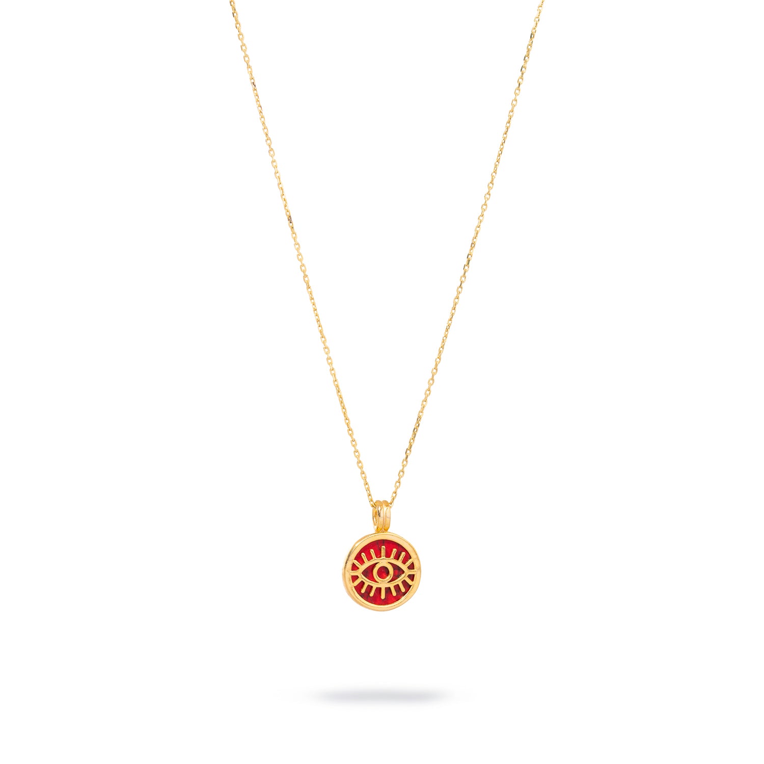 Gold Evil Eye Necklace with Coral Stone for Spiritual Protection and Luxurious Style
