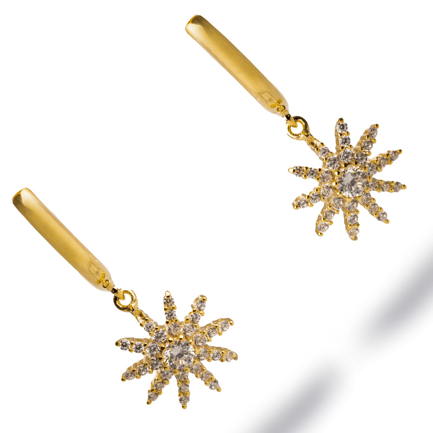 18k Gold Plated Sun Charm Earrings - Add a Touch of Sunshine to Your Look.
