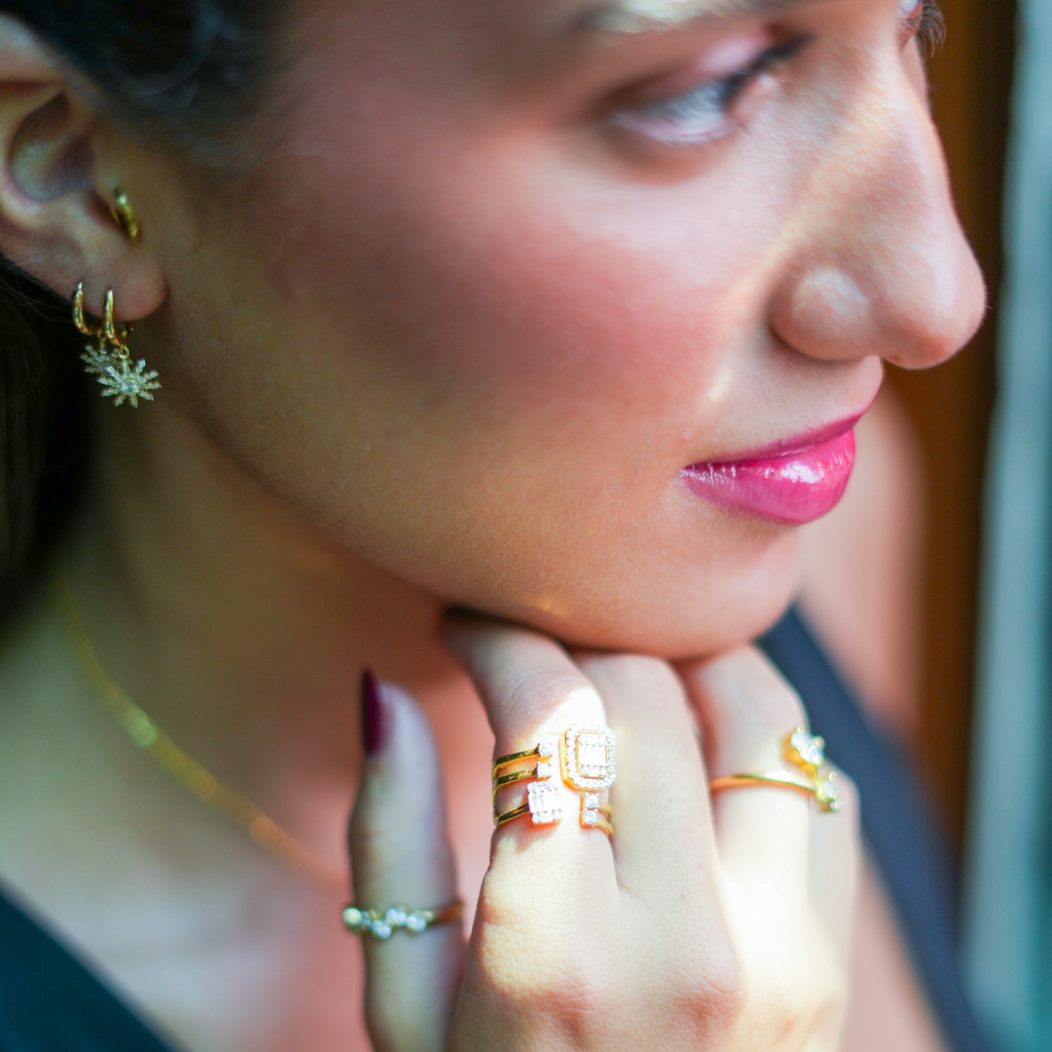 Spiritual Sun Dangle Earrings - Gold Vermeil with Sparkling CZ Accents.