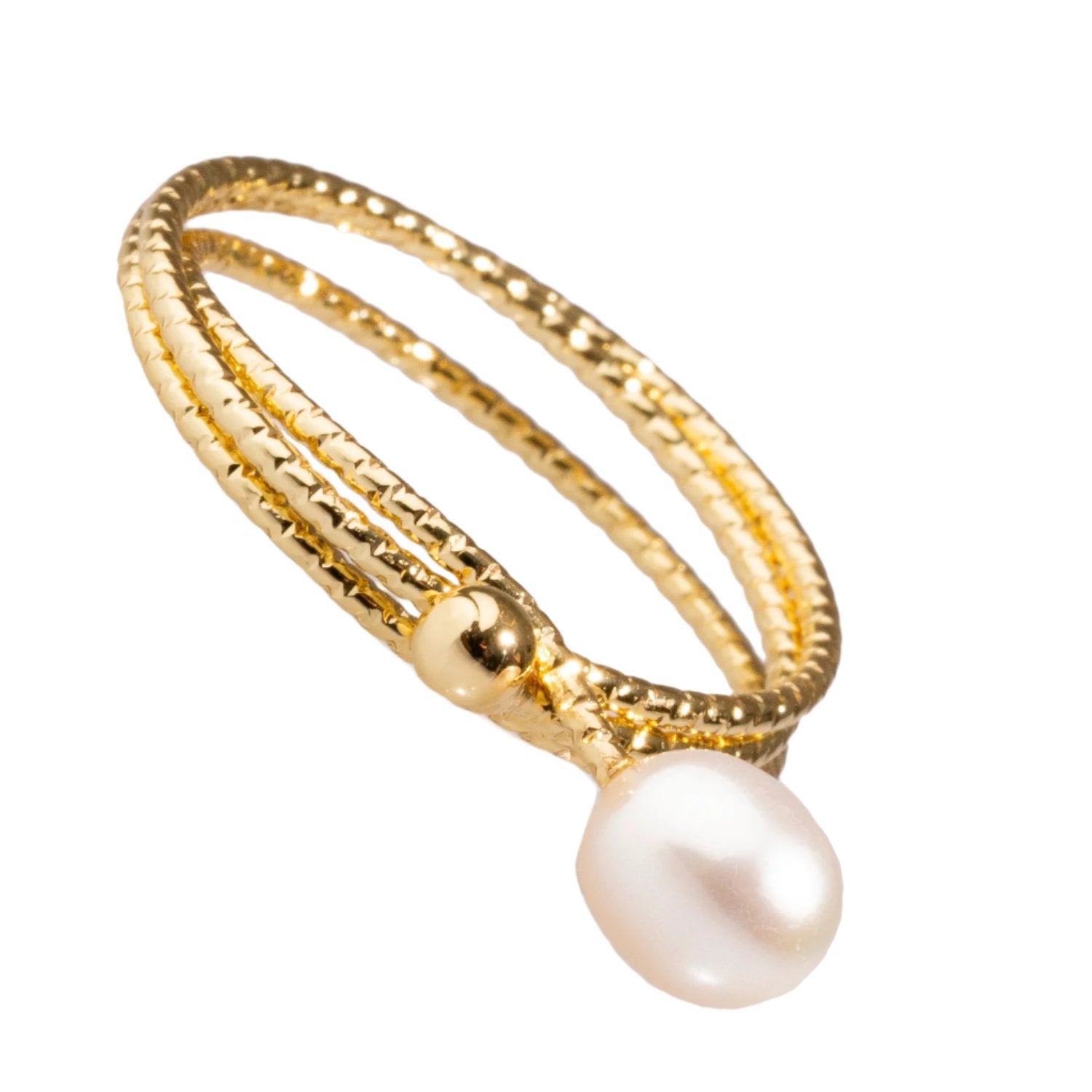 Minimalist Pearl Cocktail Ring with 24k Gold Band for Elegant and Refined Style