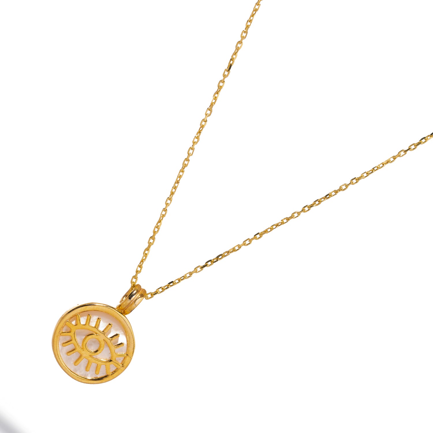 Gold-Plated Evil Eye Necklace with Pearl Pendant for Style, Protection, and Spiritual Harmony