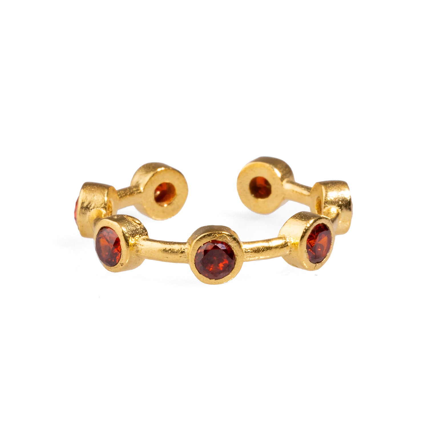 Minimalist Ruby Stone Adjustable Ring with 24K Gold Plated Band