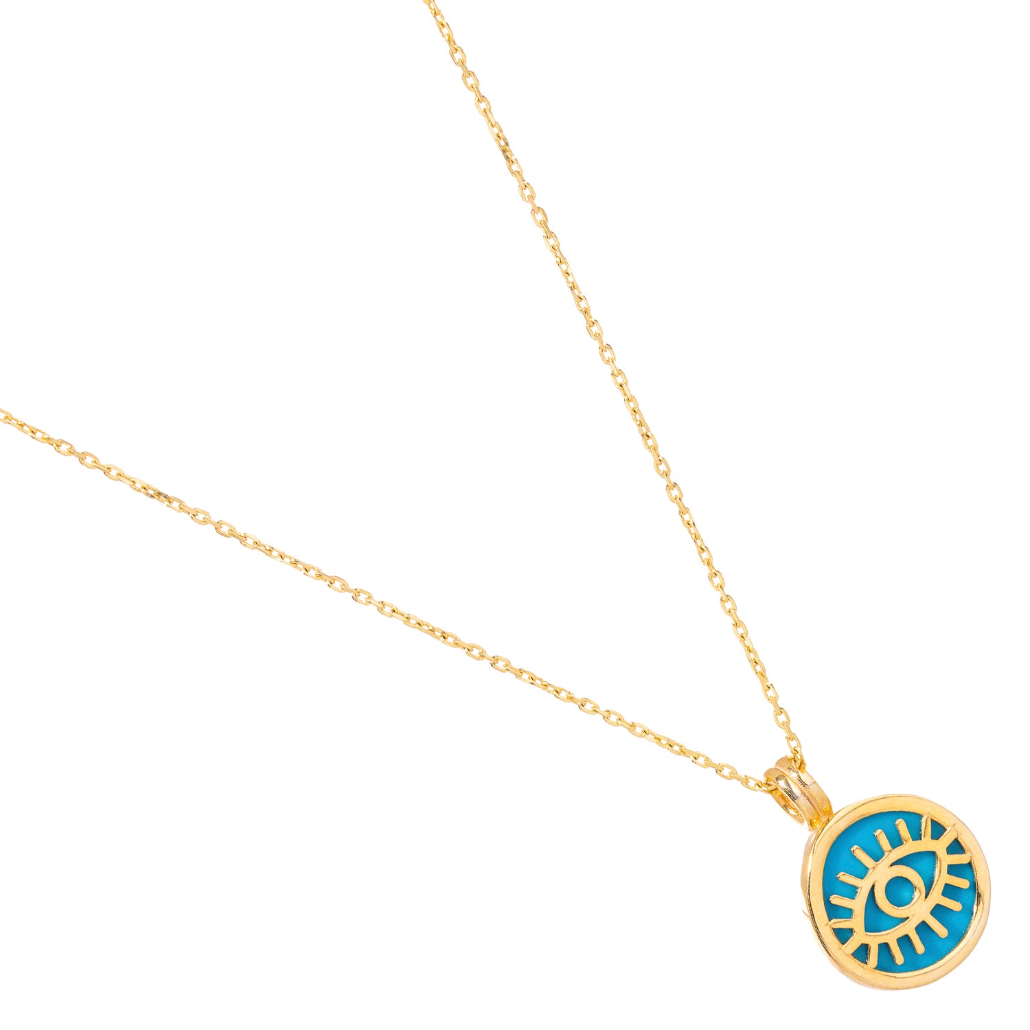 18K Gold-Plated Turquoise Necklace with Evil Eye Talisman for a Chic, Protective Fashion Statement