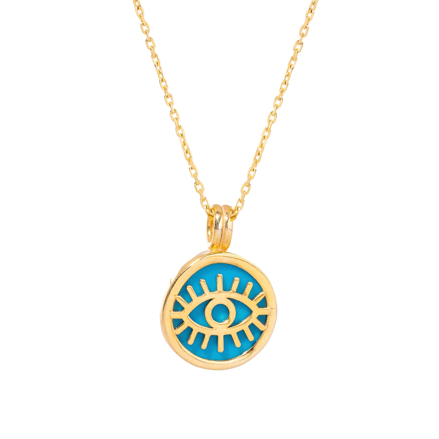 Handcrafted 18K Gold-Plated Turquoise Necklace with Evil Eye Pendant for Spiritual Well-Being