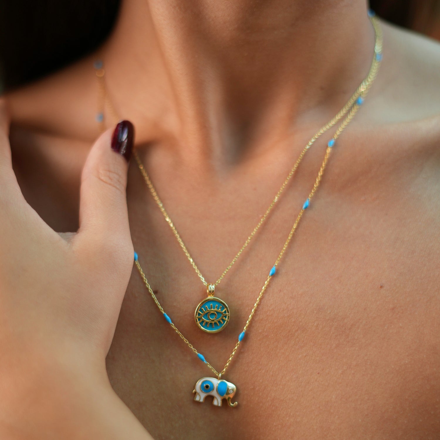 Gold Evil Eye Talisman Necklace with Turquoise Stone for Protection and Fashionable Simplicity