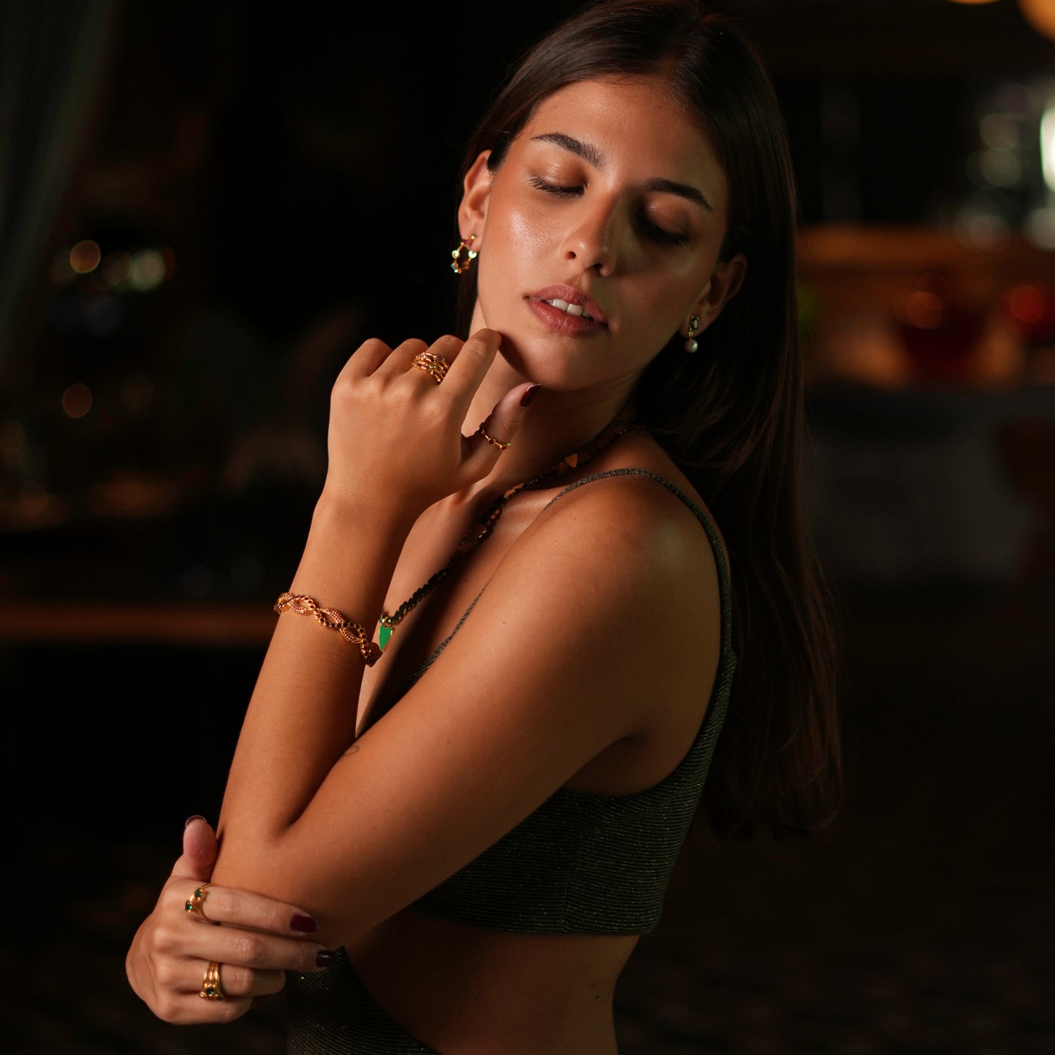 Modern Style Carnelian Gemstone Bracelet with 24K Gold Finish