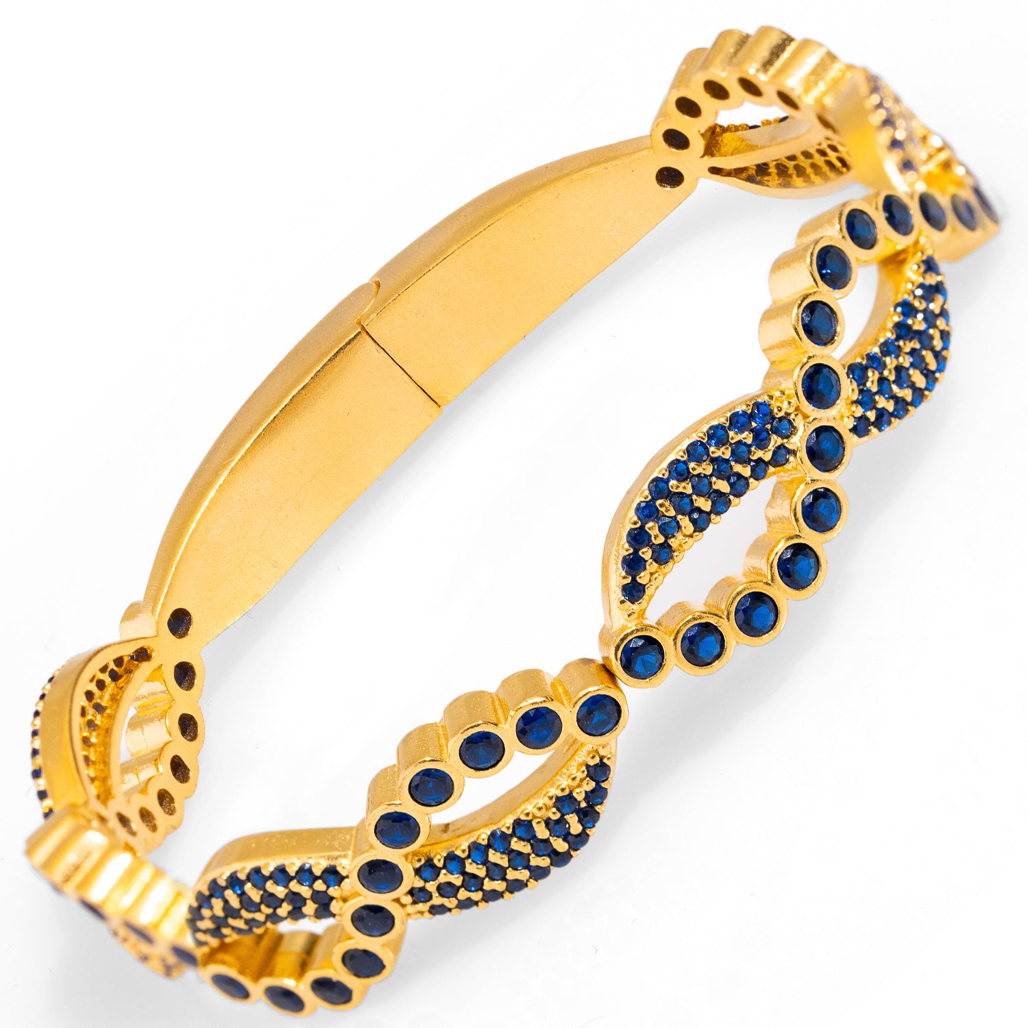 Modern Style Sapphire Gemstone Bracelet with 24K Gold Finish