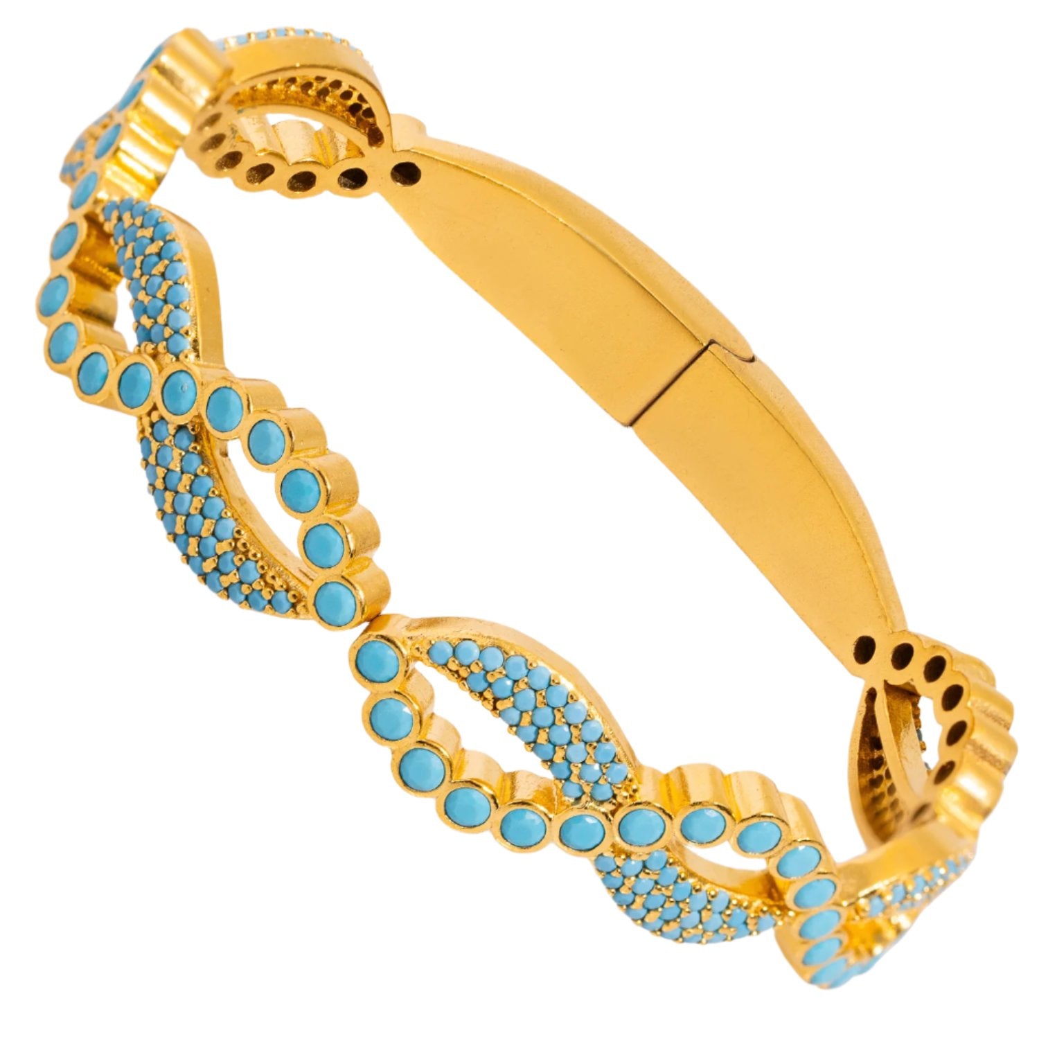 Handmade Turquoise Gemstone Bracelet with 24K Gold Plating