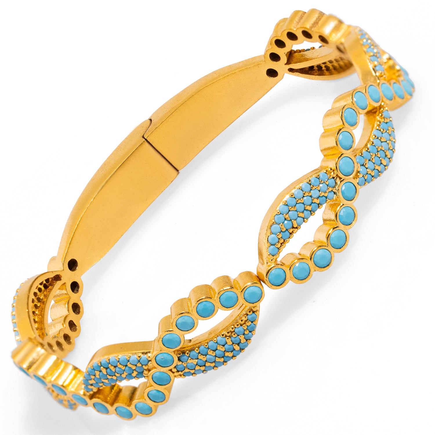 Experience the Beauty of Turquoise with this 24K Gold Plated Bangle