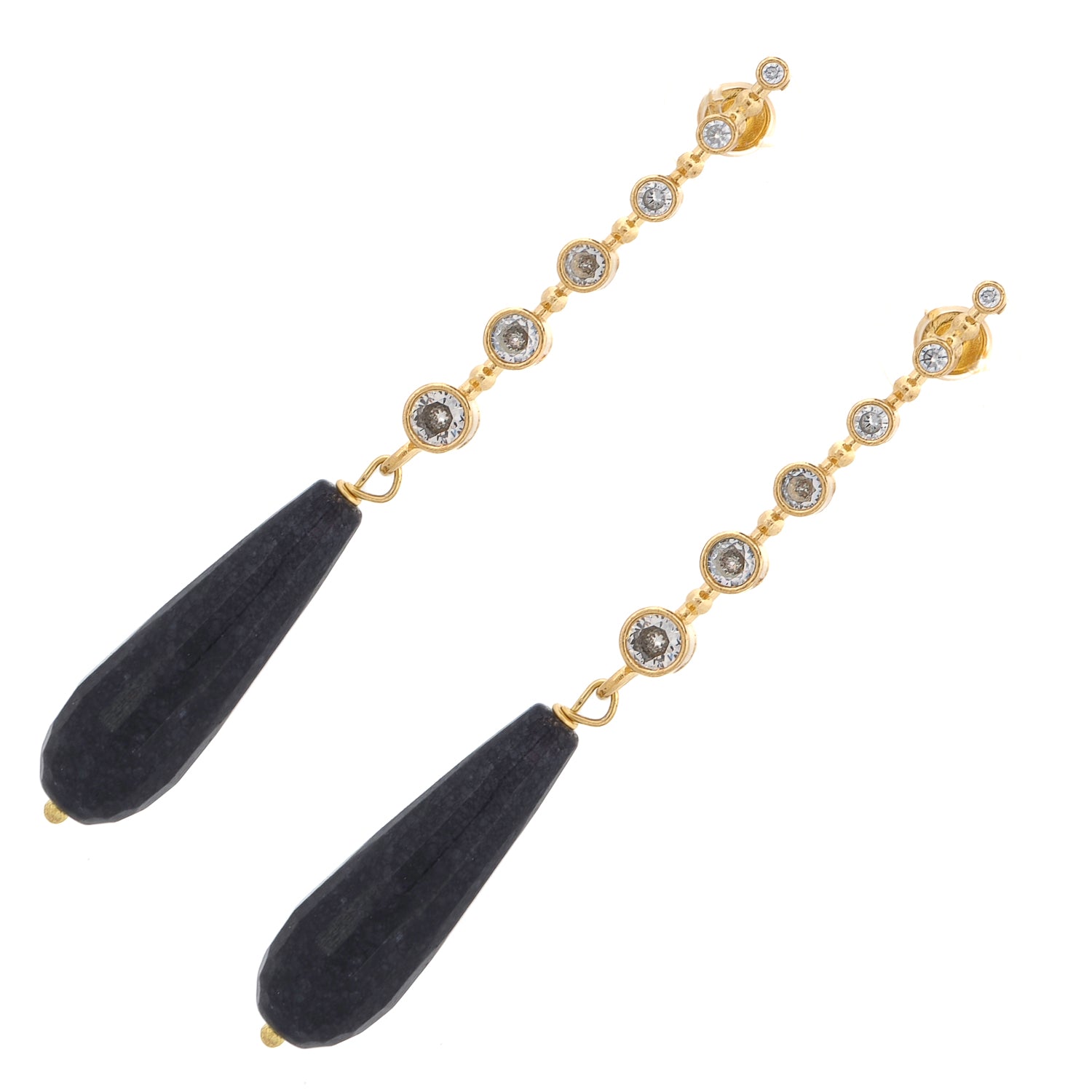 Bohemian-inspired earrings featuring deep blue sodalite stones and mystical moonlit charm