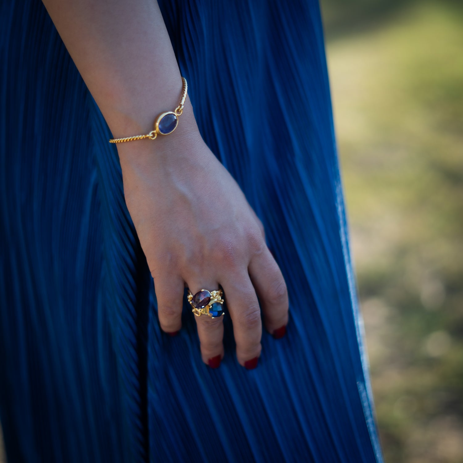 Mystic Amethyst Glow Gold Adjustable Bracelet