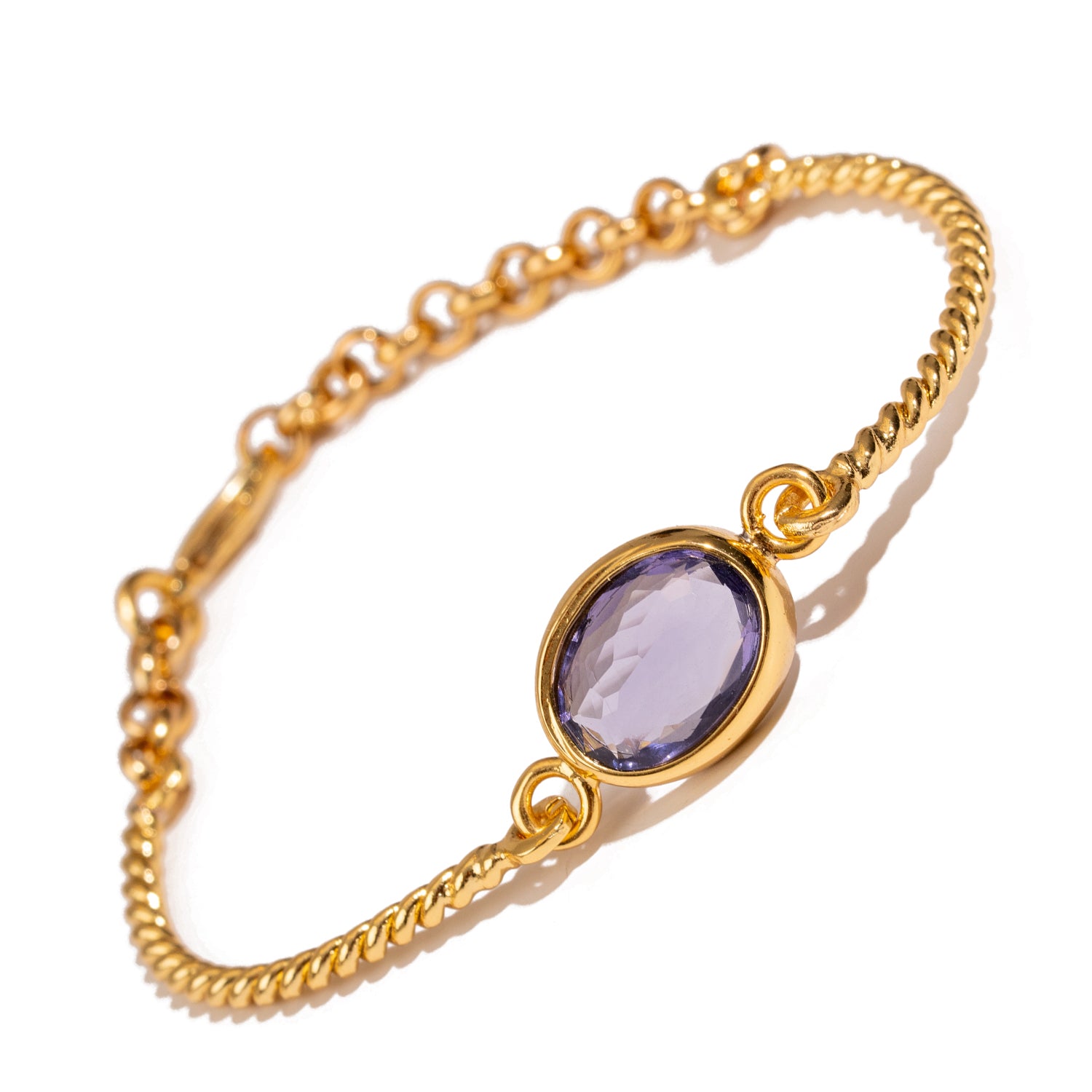Mystic Amethyst Glow Gold Adjustable Bracelet