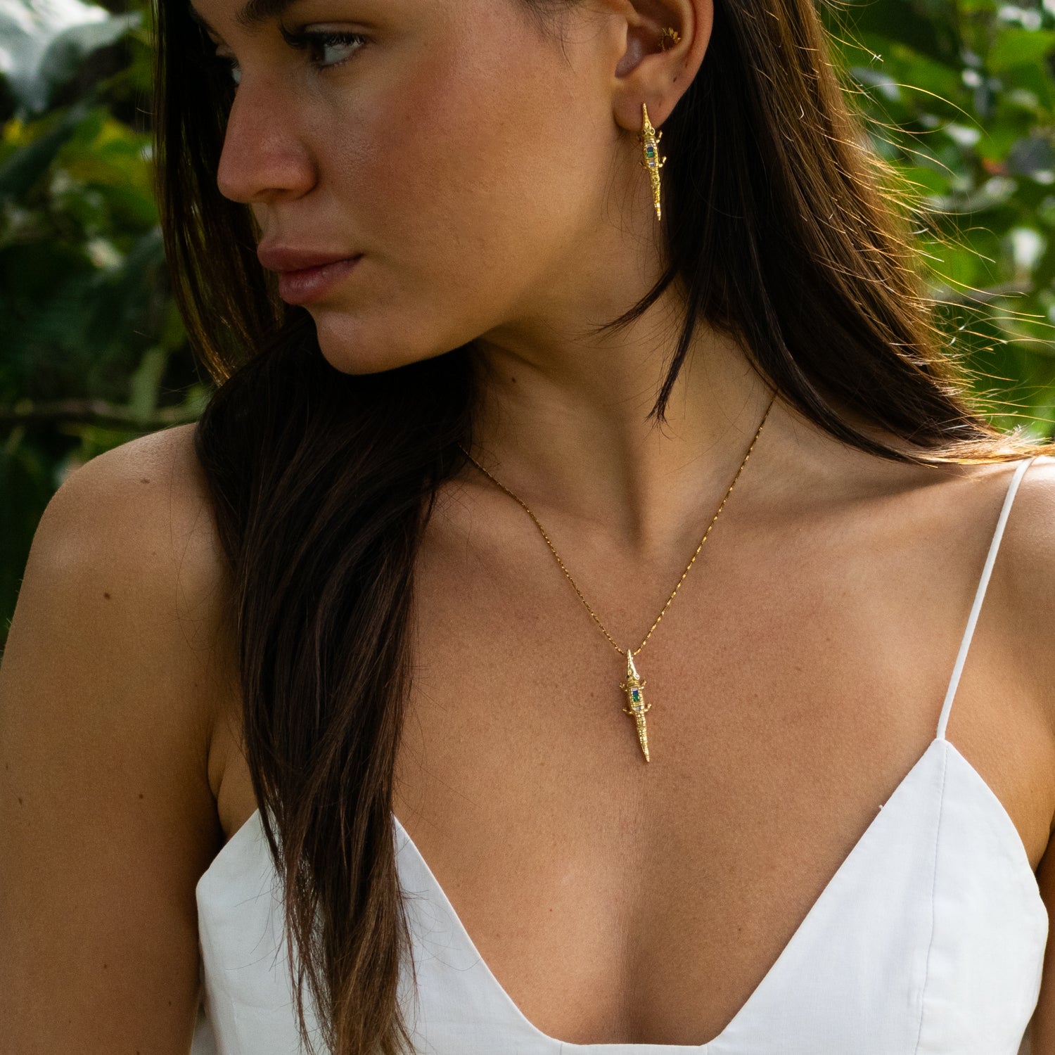 Mystic Crocodile Gemstone Stud Earrings