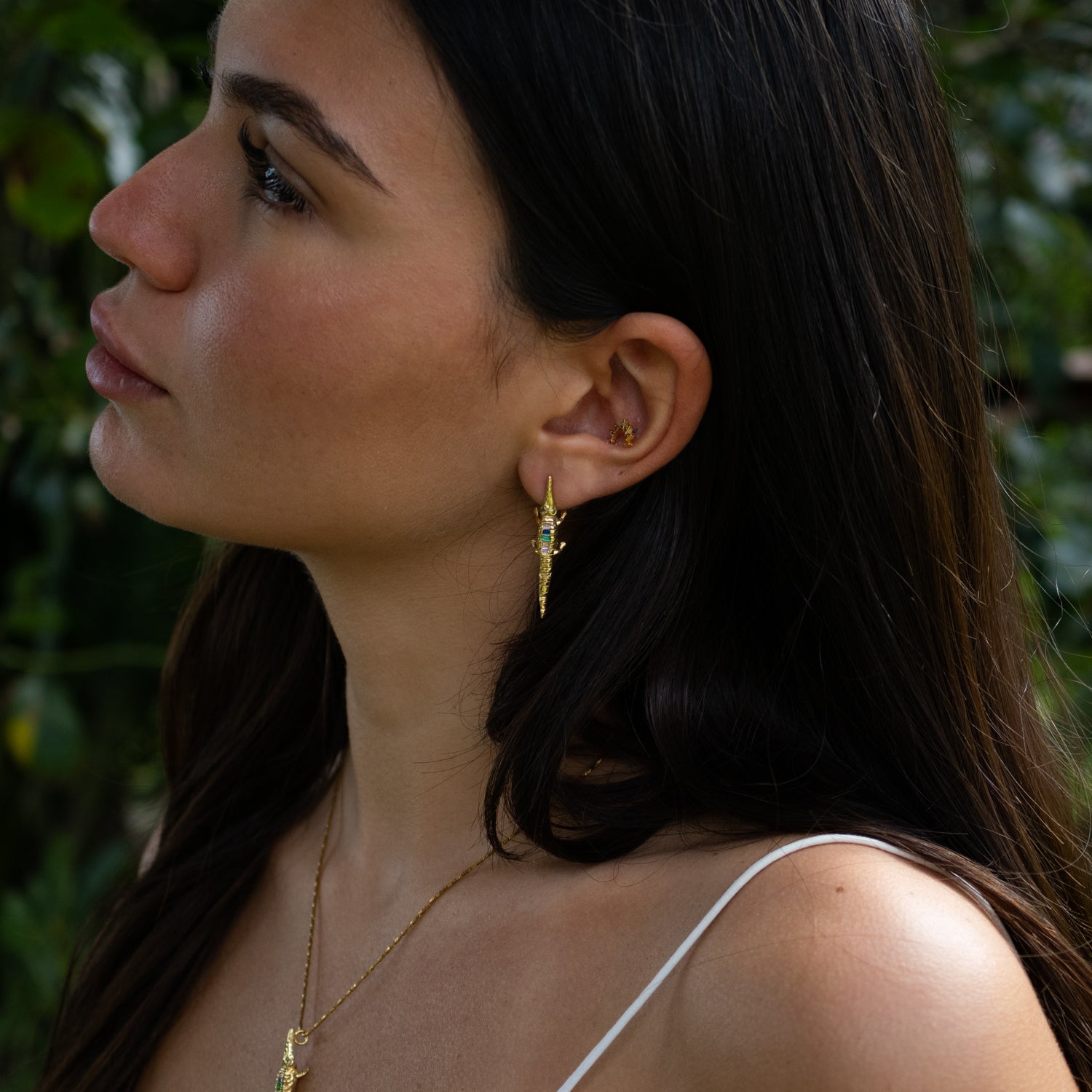 Mystic Crocodile Gemstone Stud Earrings