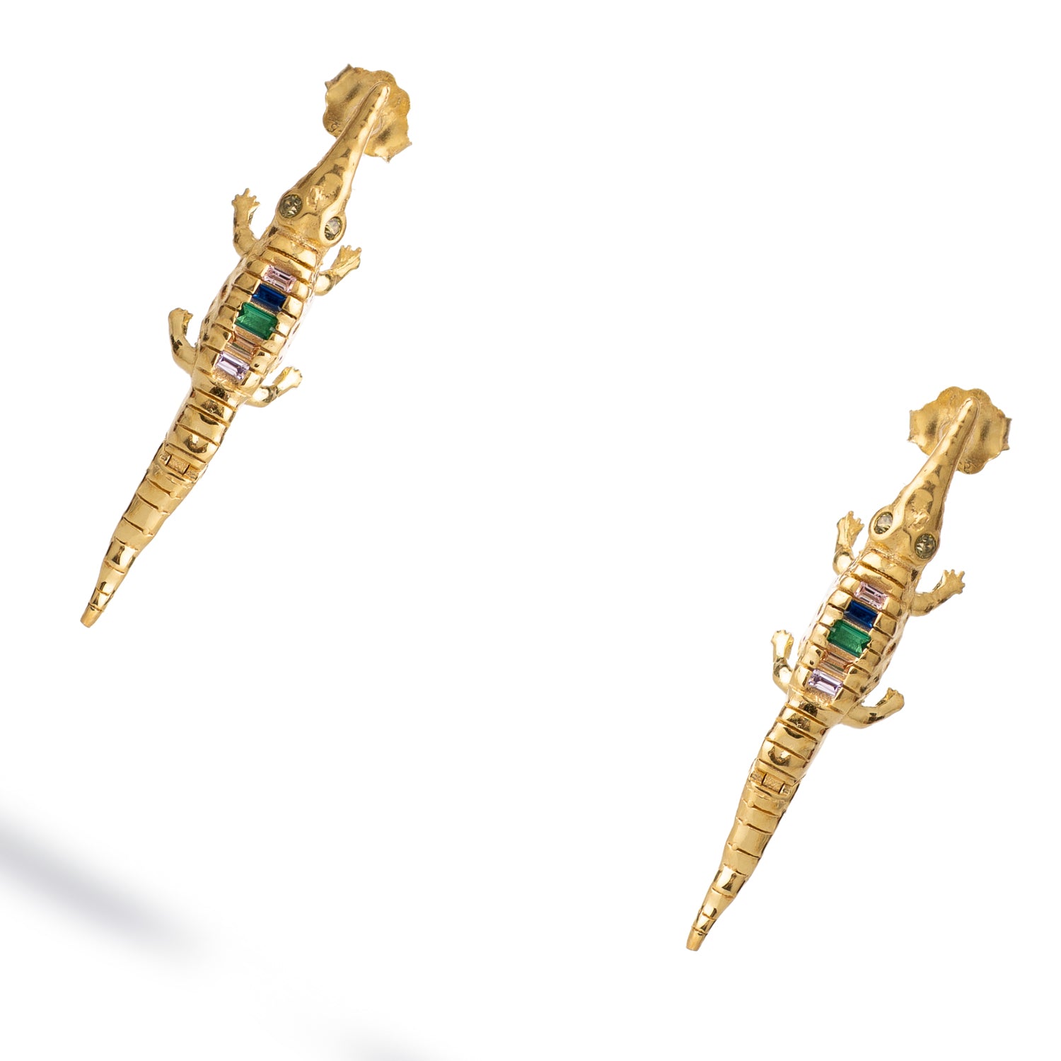 Mystic Crocodile Gemstone Stud Earrings