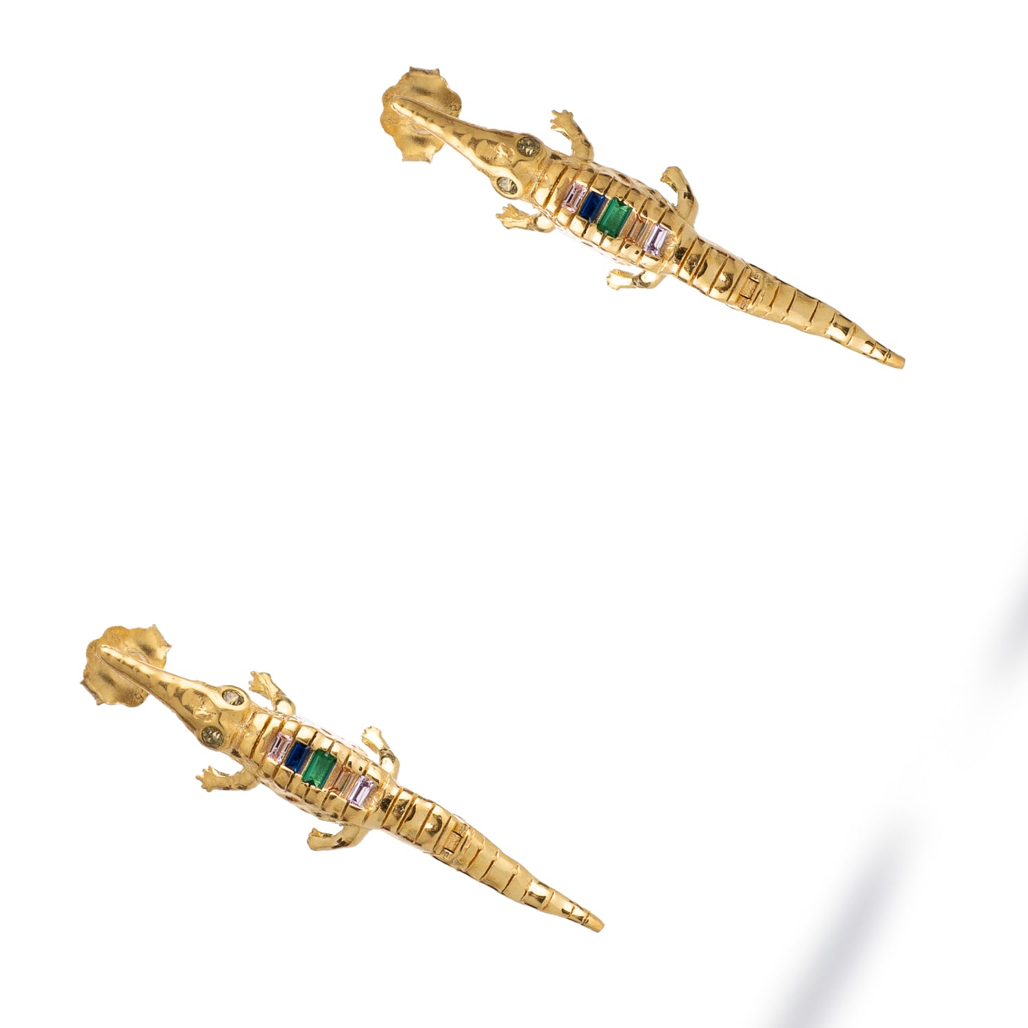 Mystic Crocodile Gemstone Stud Earrings