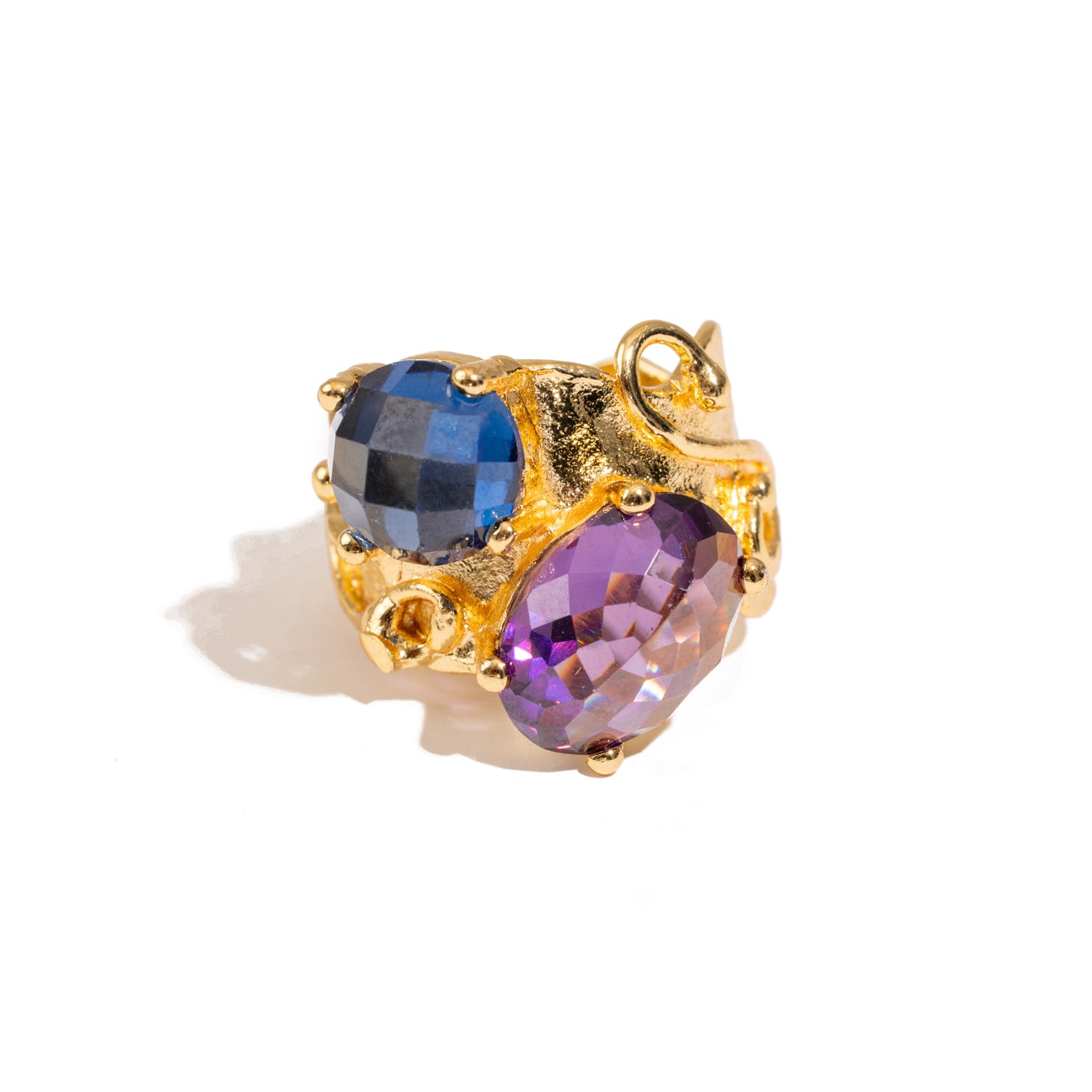 Mystic Duo Amethyst & Sapphire Gold Statement Ring
