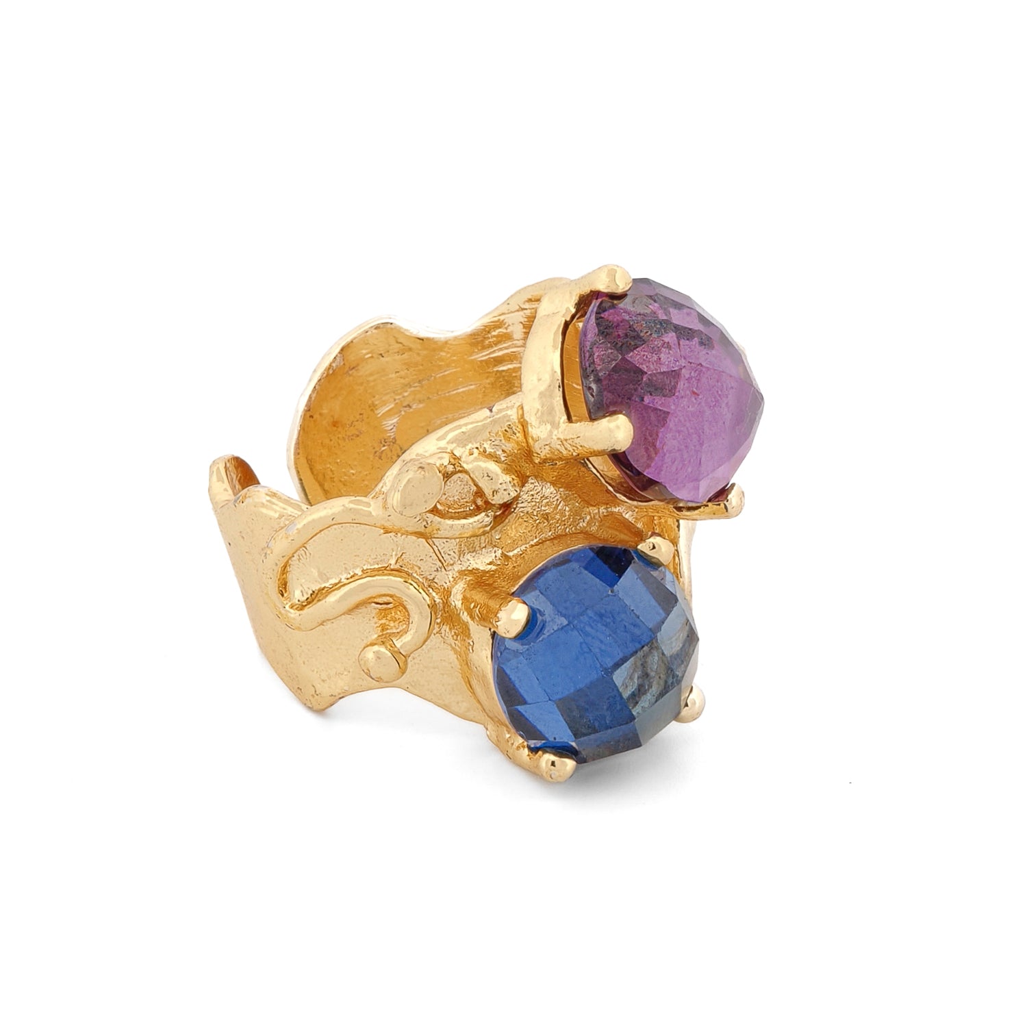 Mystic Duo Amethyst & Sapphire Gold Statement Ring