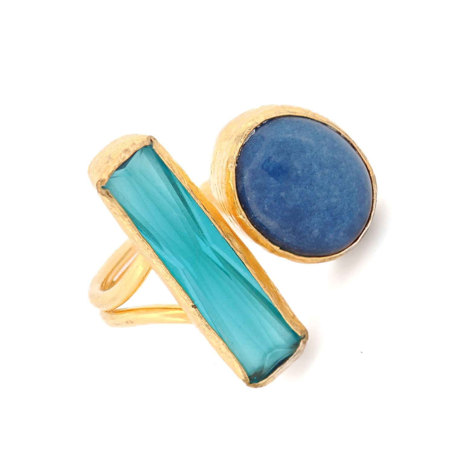 Statement spiritual ring with artistic dual gemstone design for balance and alignment