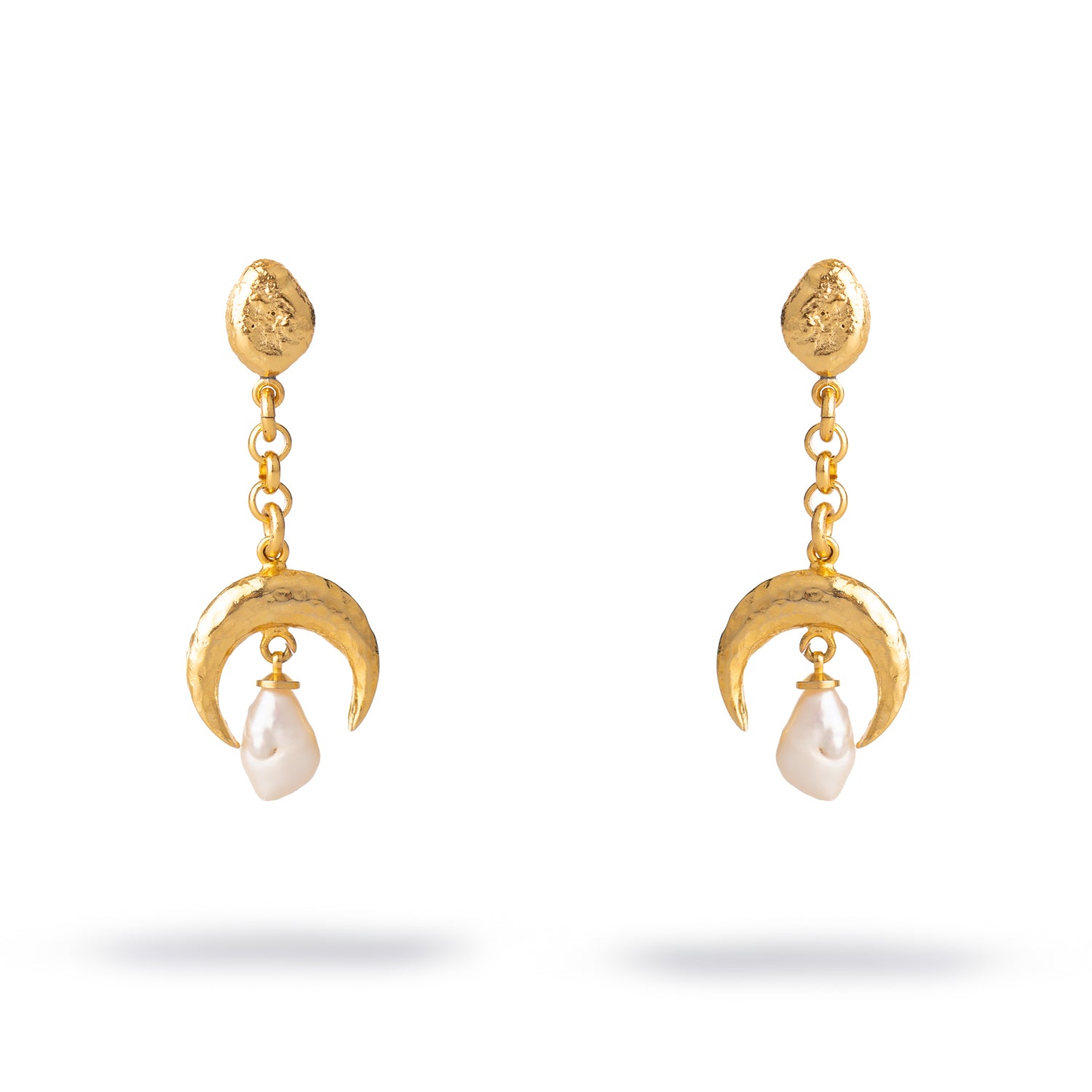 Mystic Moonlight Pearl Gold Earrings